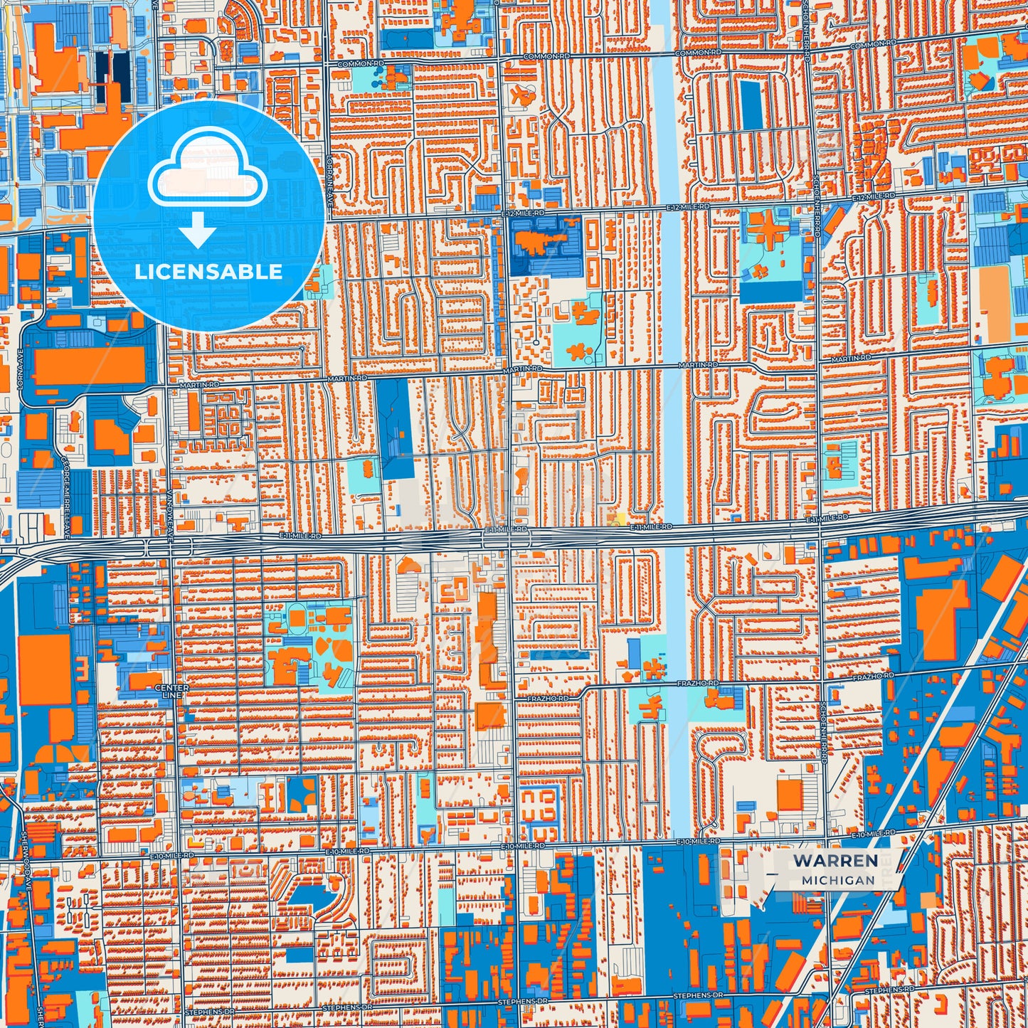 Canvas Print Template of Warren Street Map