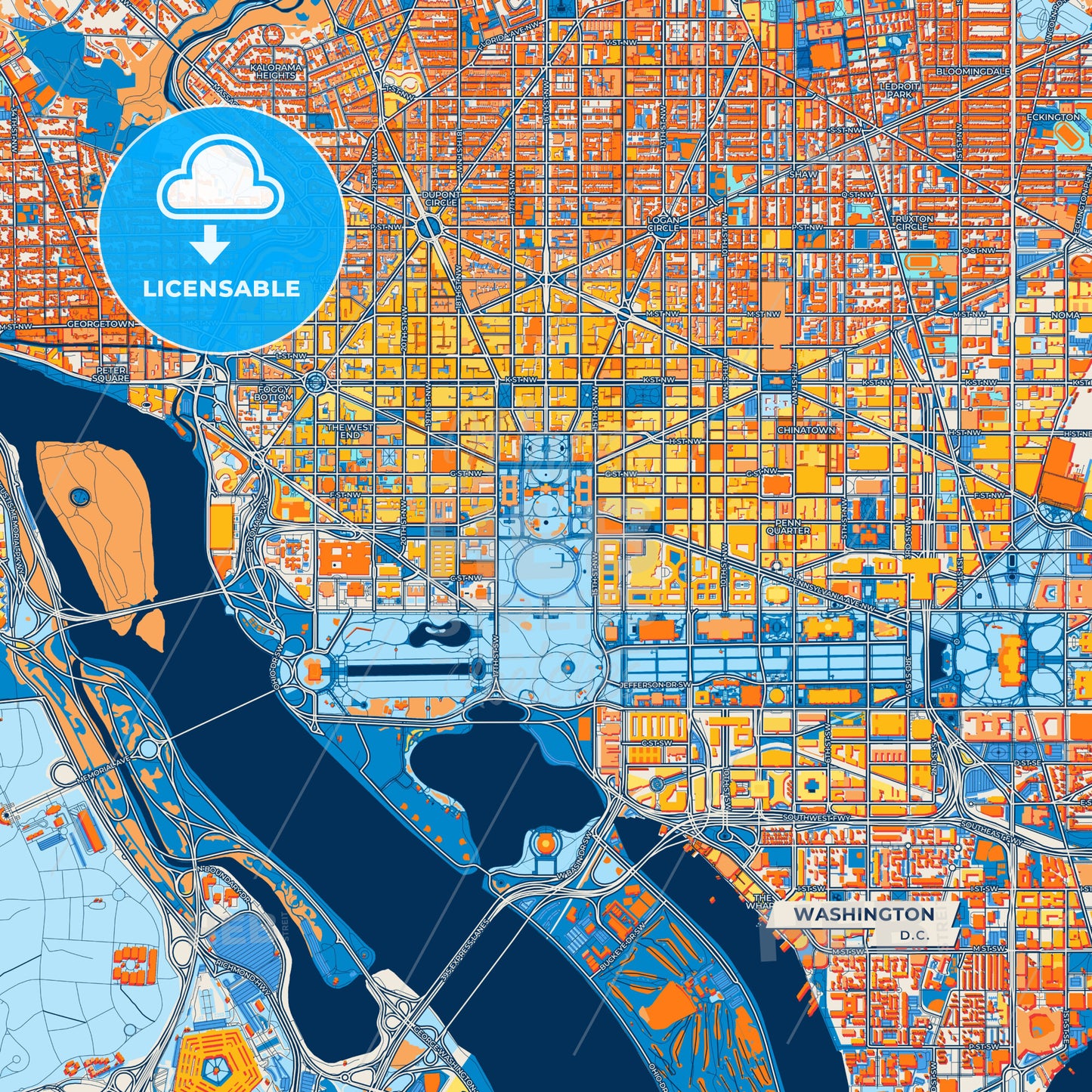 Canvas Print Template of Washington Street Map