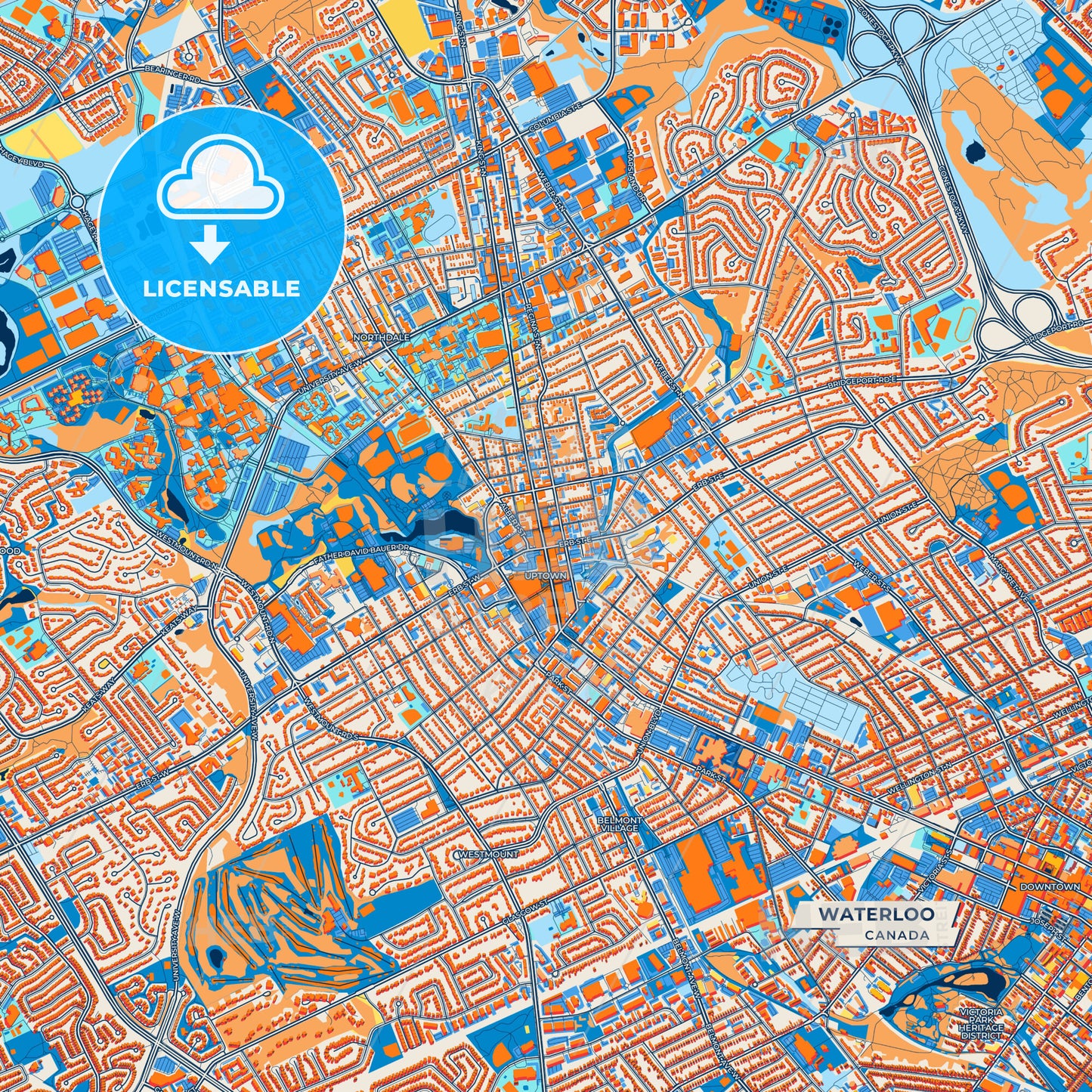 Canvas Print Template of Waterloo Street Map