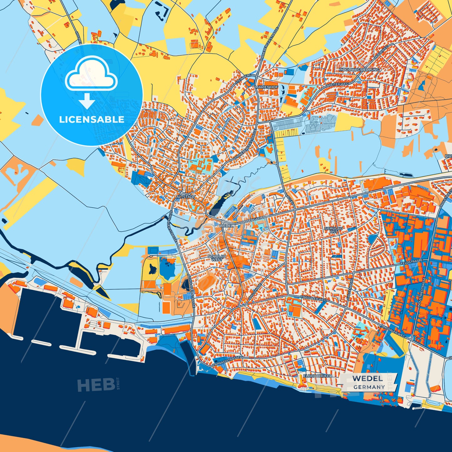 Canvas Print Template of Wedel Street Map