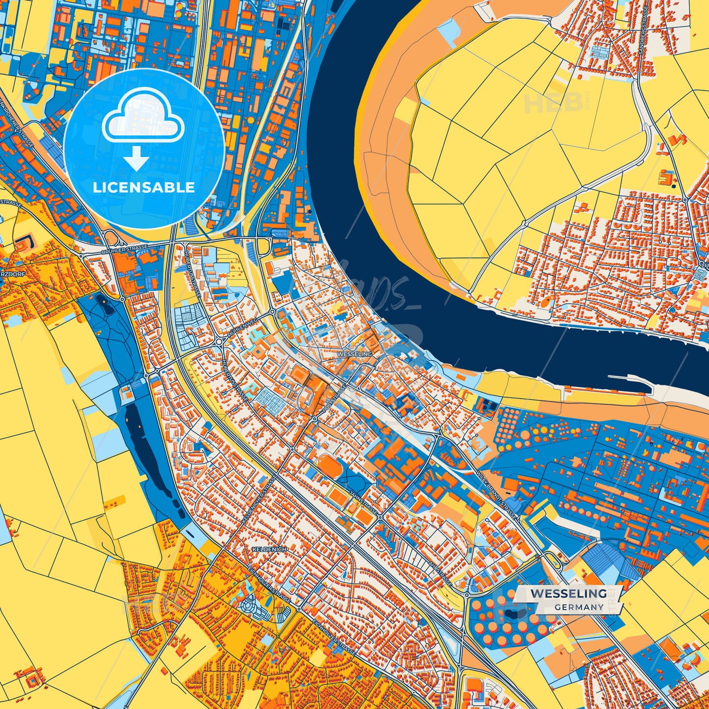 Canvas Print Template of Wesseling Street Map