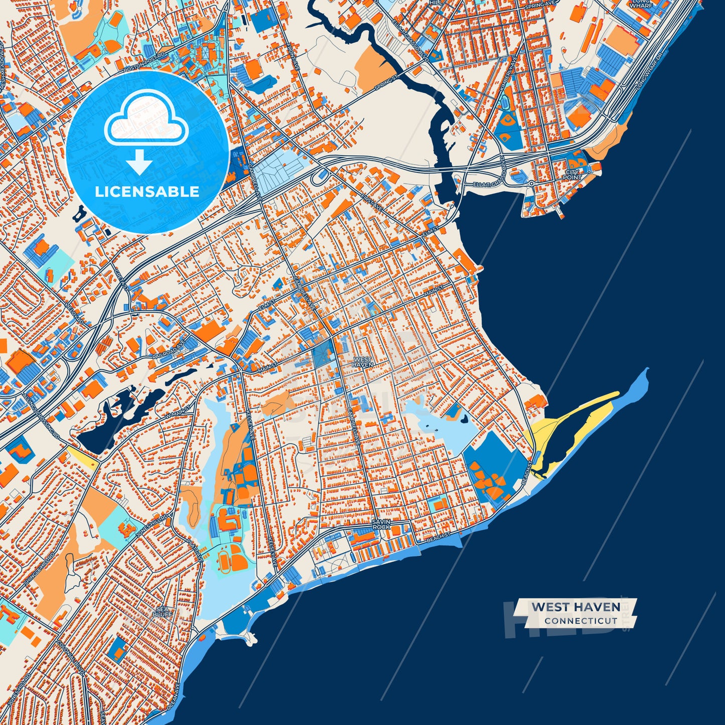 Canvas Print Template of West Haven Street Map