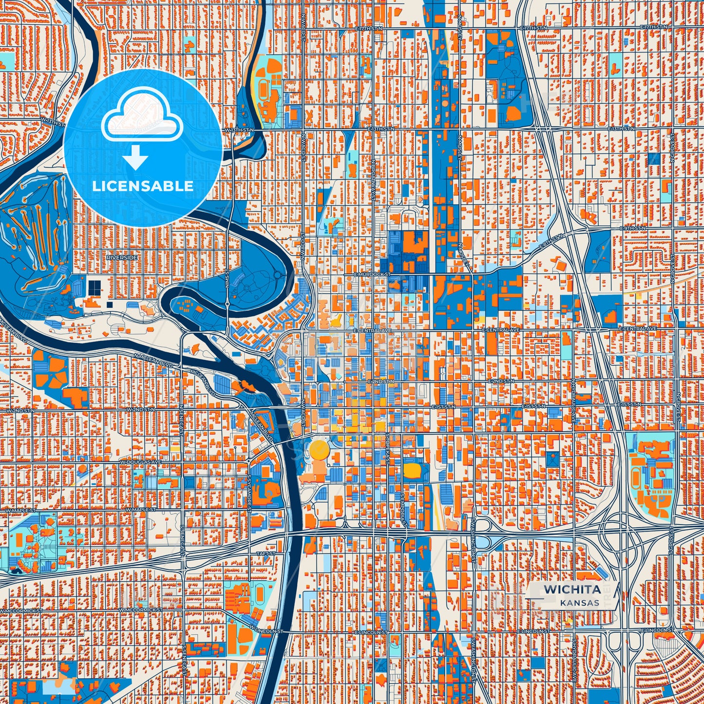 Canvas Print Template of Wichita Street Map
