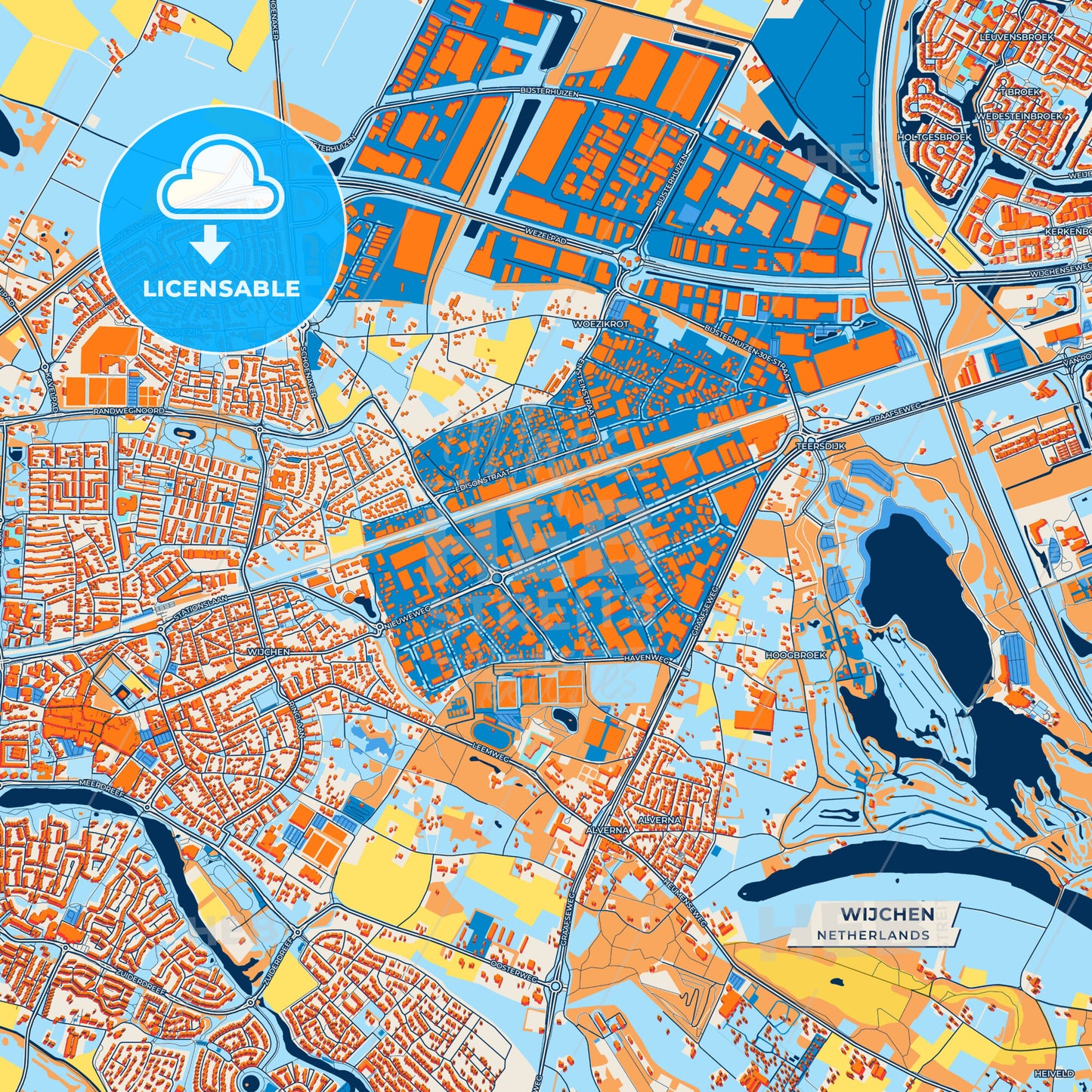 Canvas Print Template of Wijchen Street Map