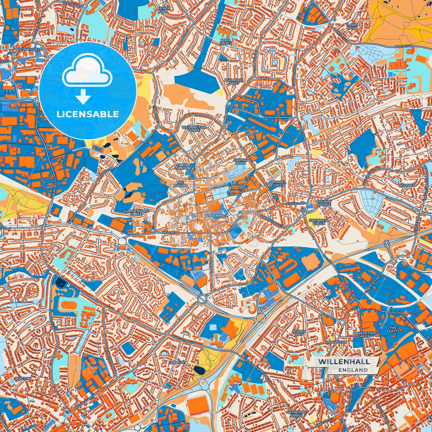 Canvas Print Template of Willenhall Street Map