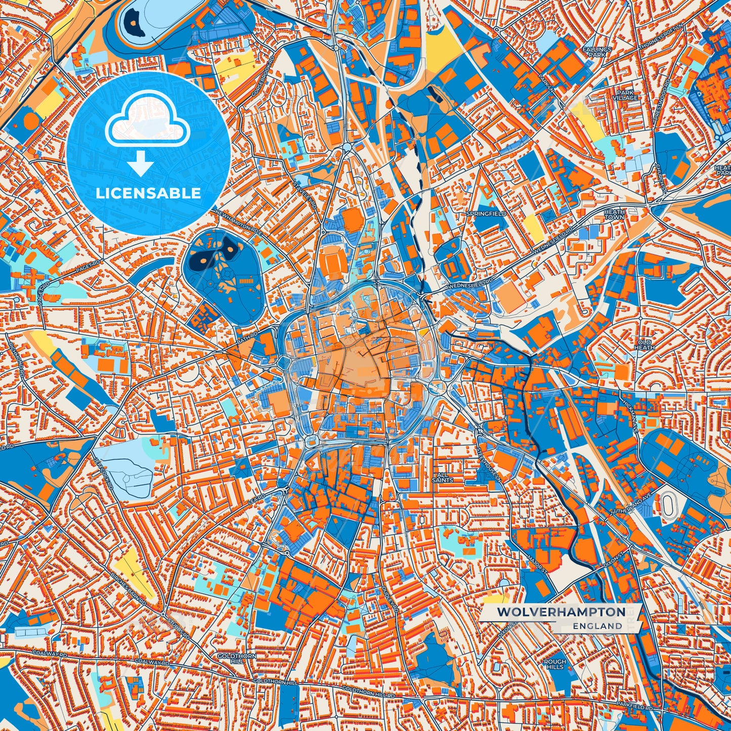 Canvas Print Template of Wolverhampton Street Map