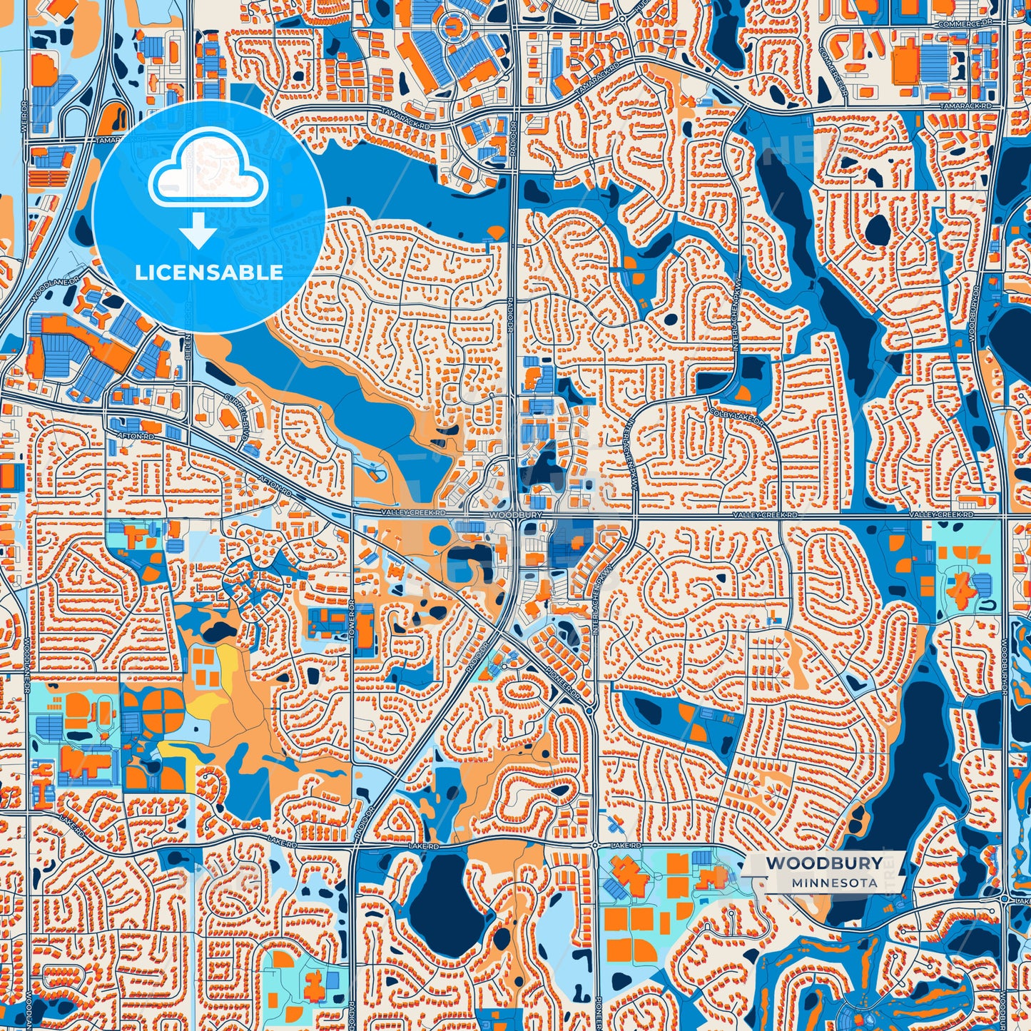 Canvas Print Template of Woodbury Street Map