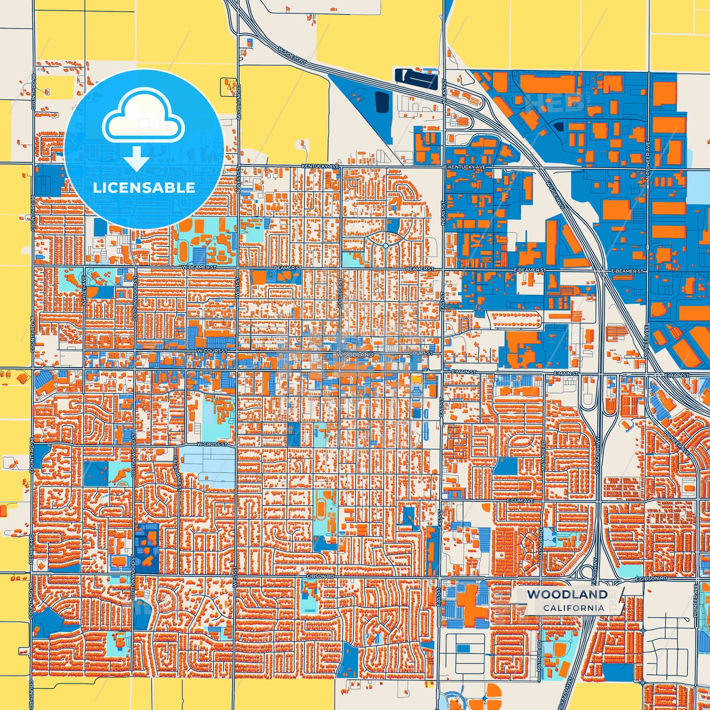 Canvas Print Template of Woodland Street Map