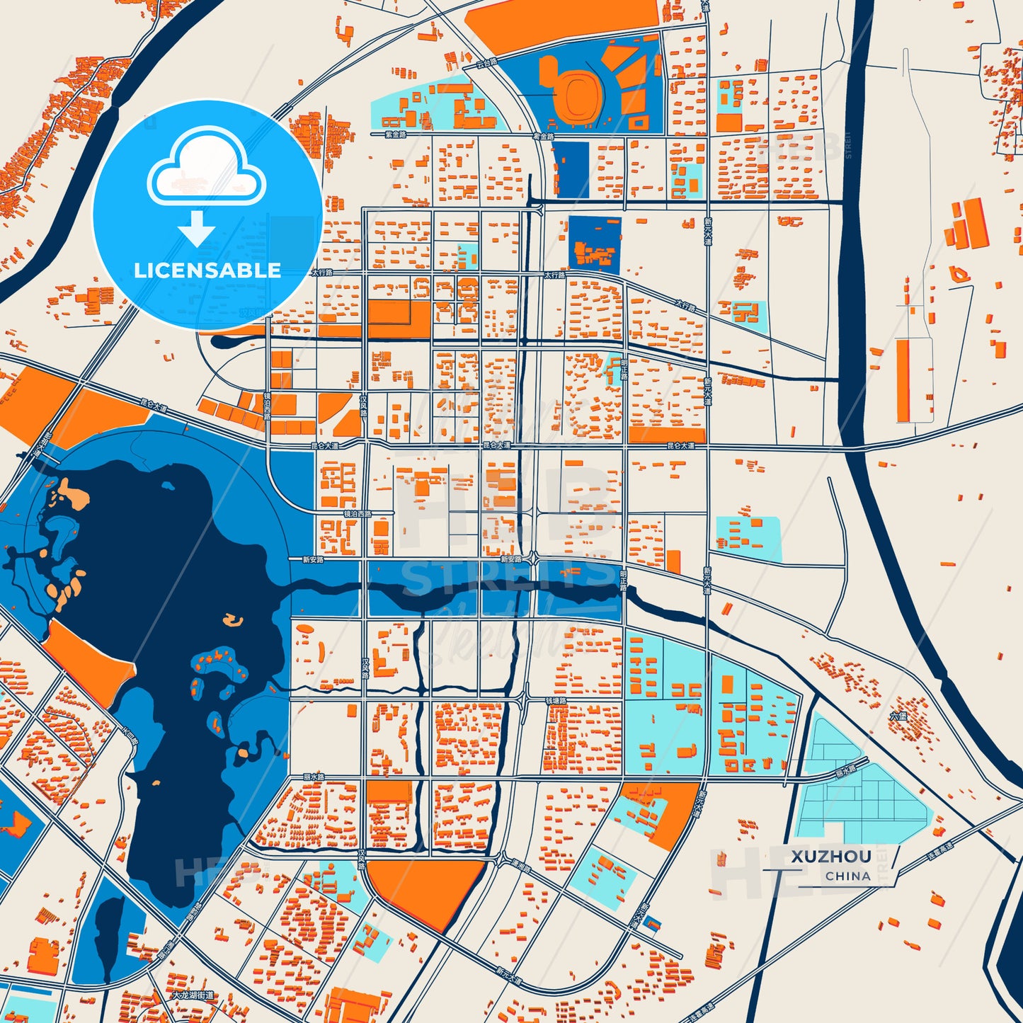 Canvas Print Template of Xuzhou Street Map