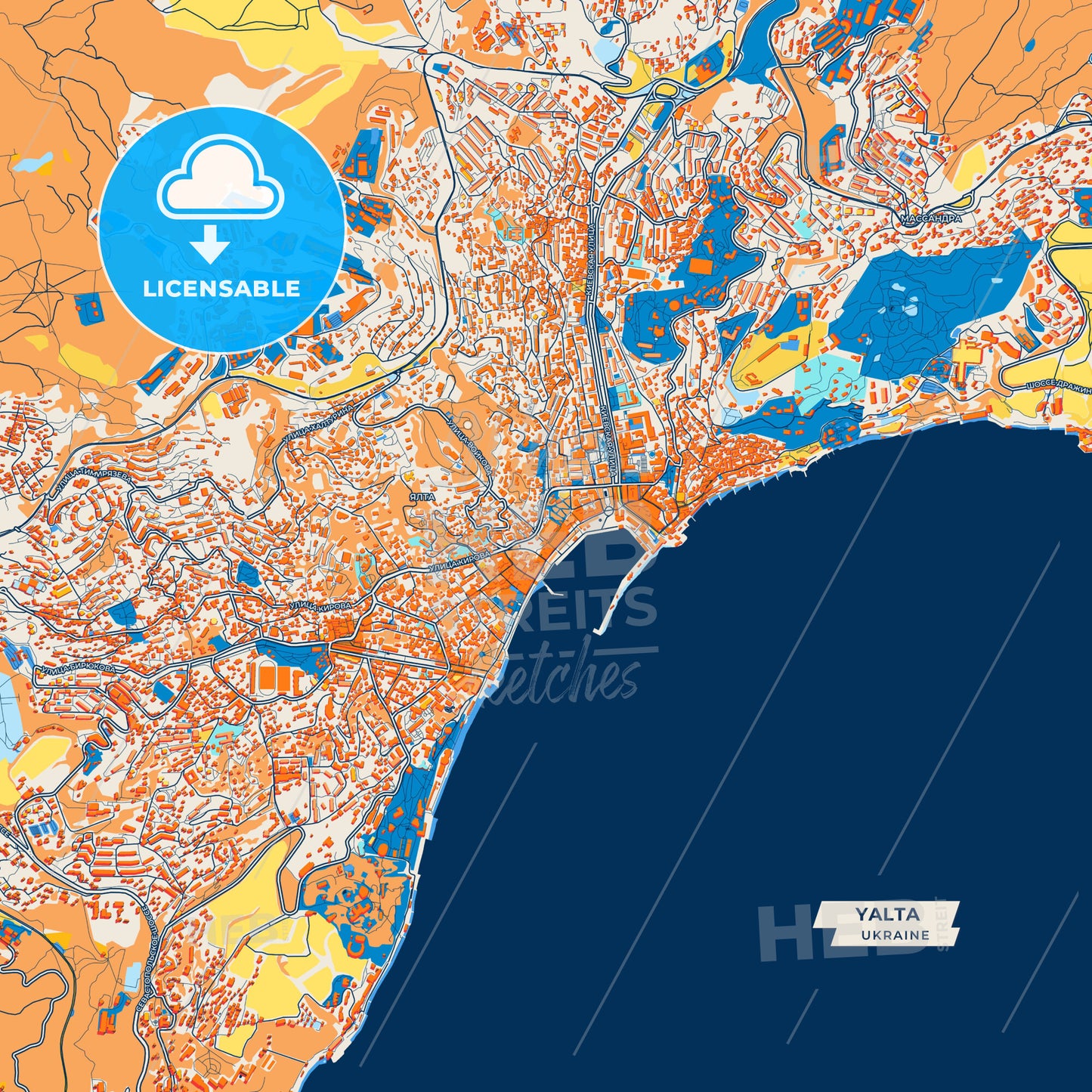 Canvas Print Template of Yalta Street Map