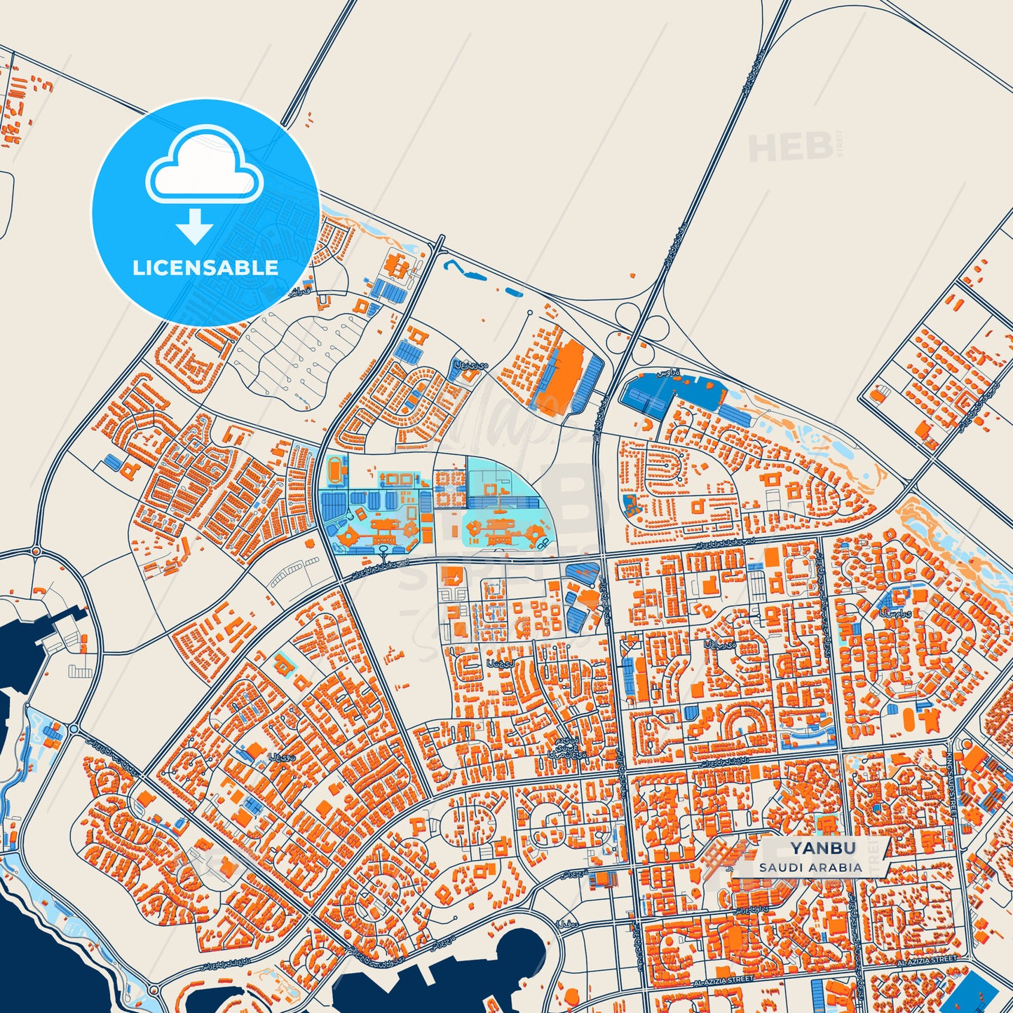 Canvas Print Template of Yanbu Street Map