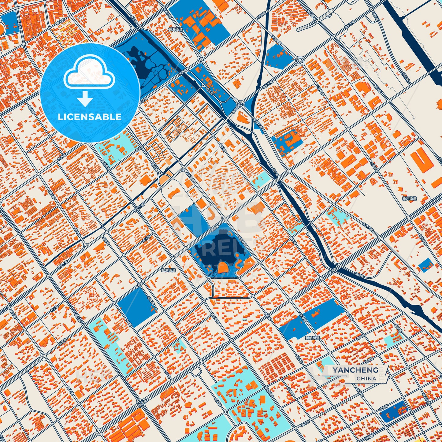 Canvas Print Template of Yancheng Street Map