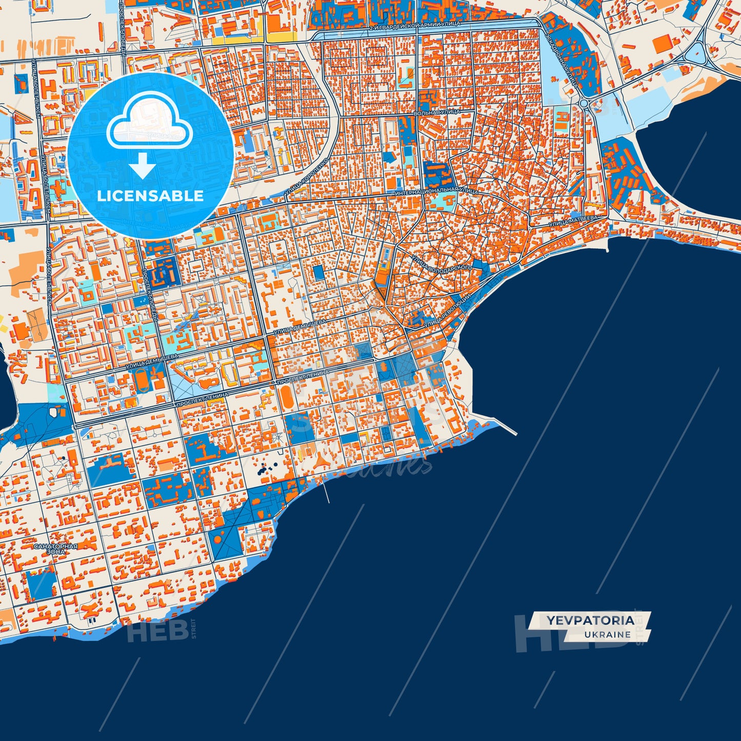 Canvas Print Template of Yevpatoria Street Map