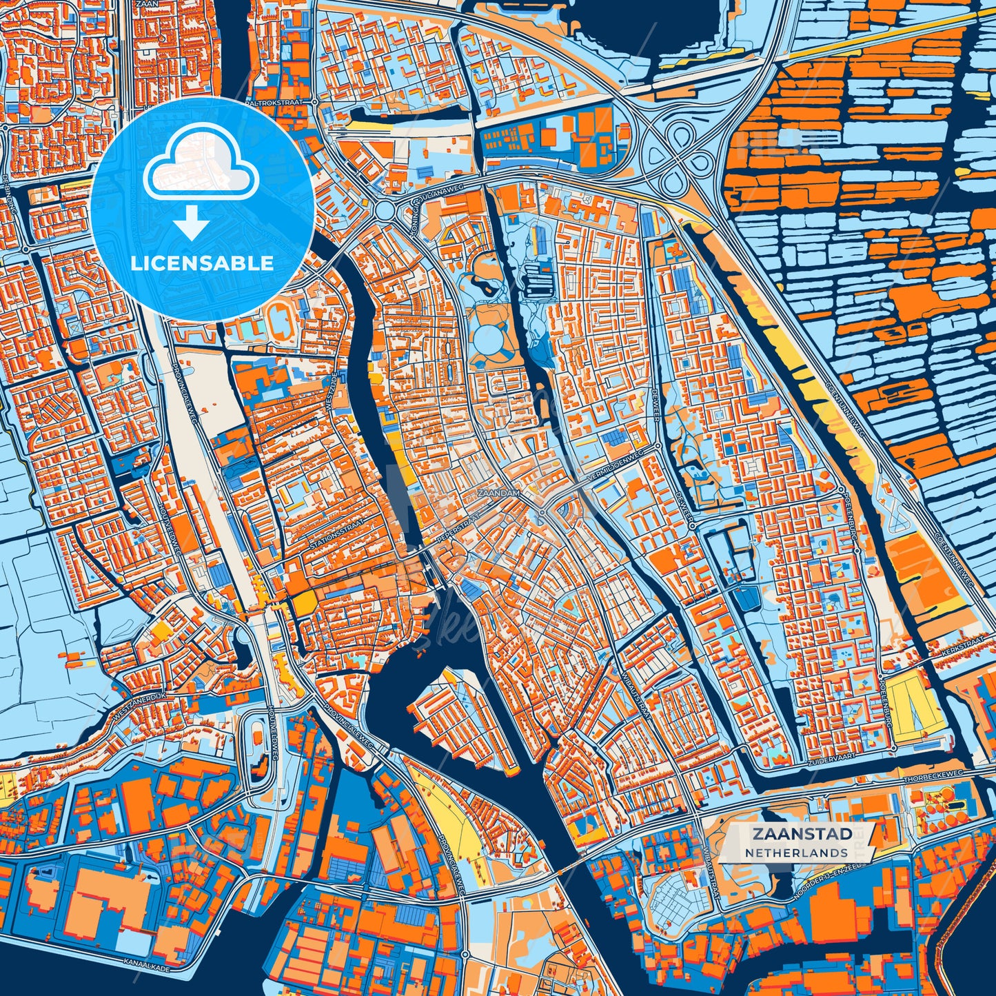 Canvas Print Template of Zaanstad Street Map