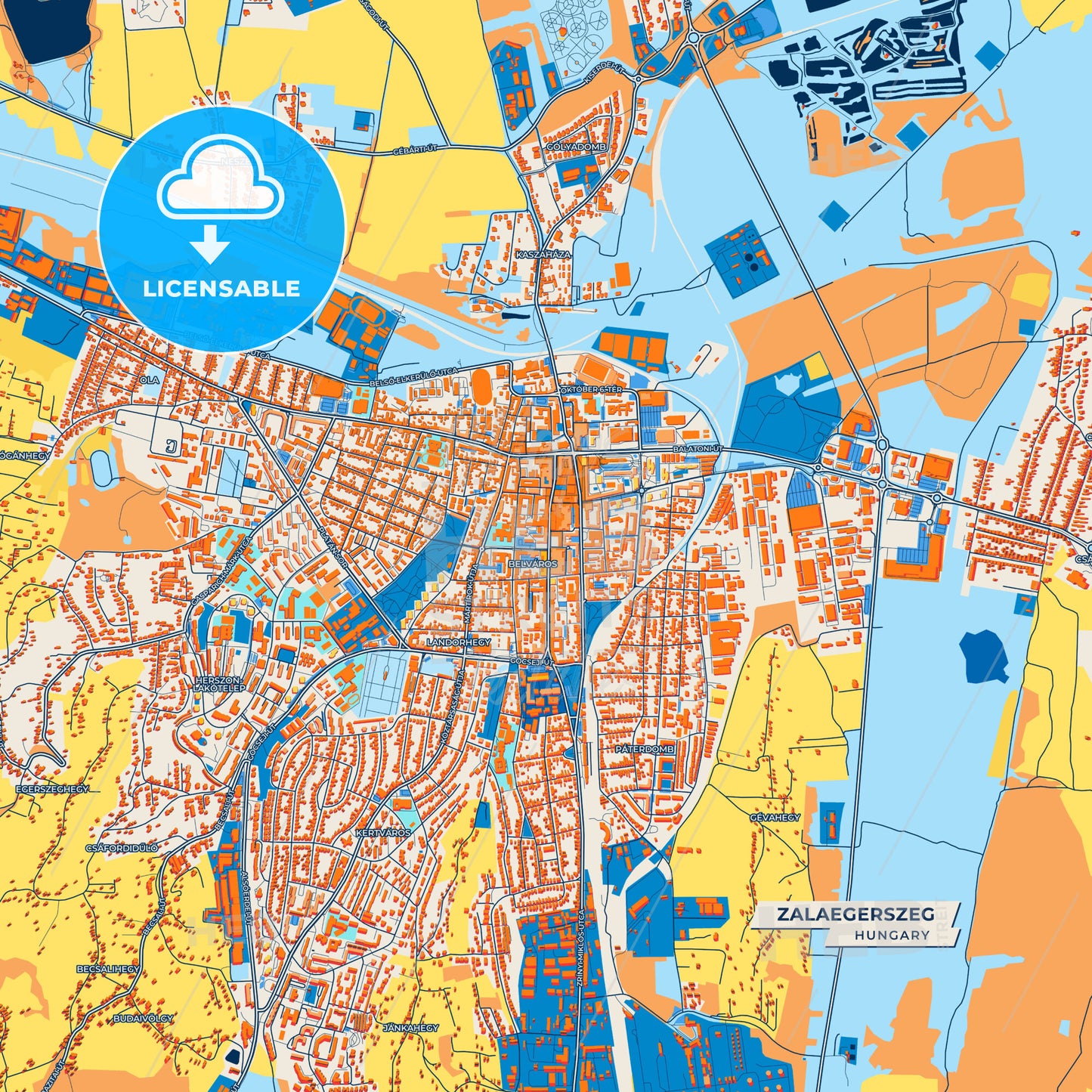 Canvas Print Template of Zalaegerszeg Street Map