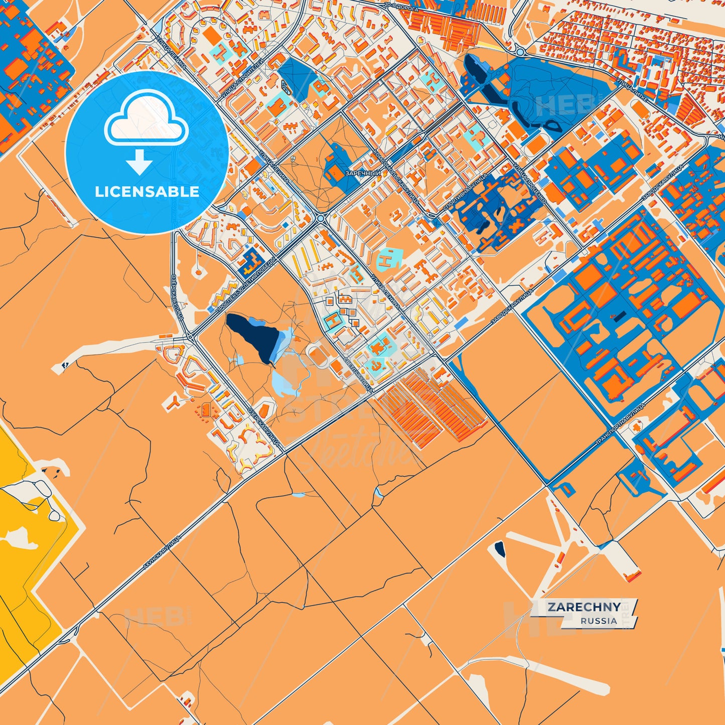 Canvas Print Template of Zarechny Street Map