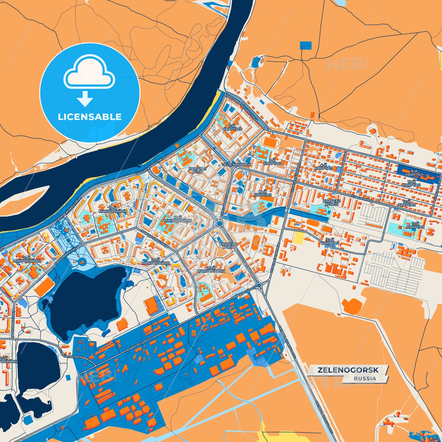 Canvas Print Template of Zelenogorsk Street Map