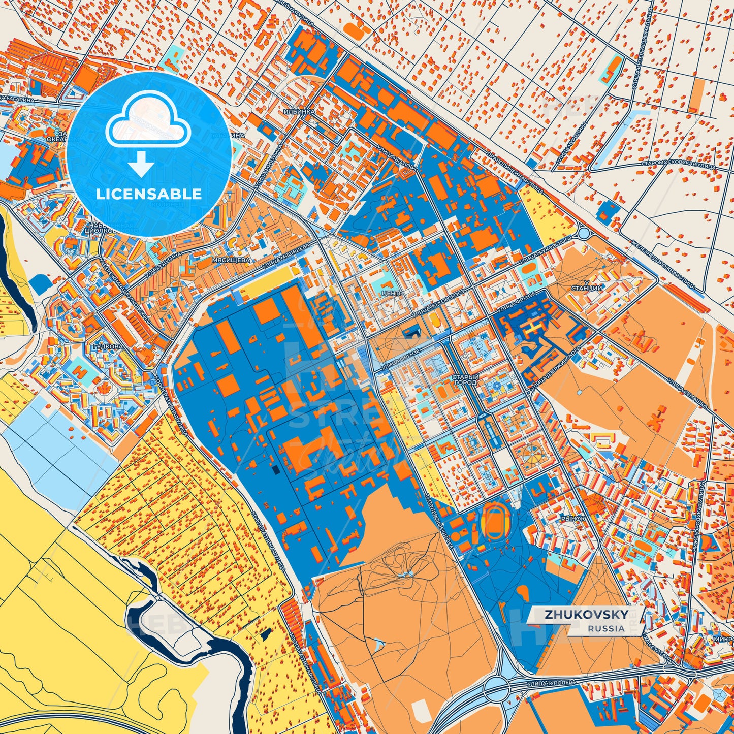 Canvas Print Template of Zhukovsky Street Map