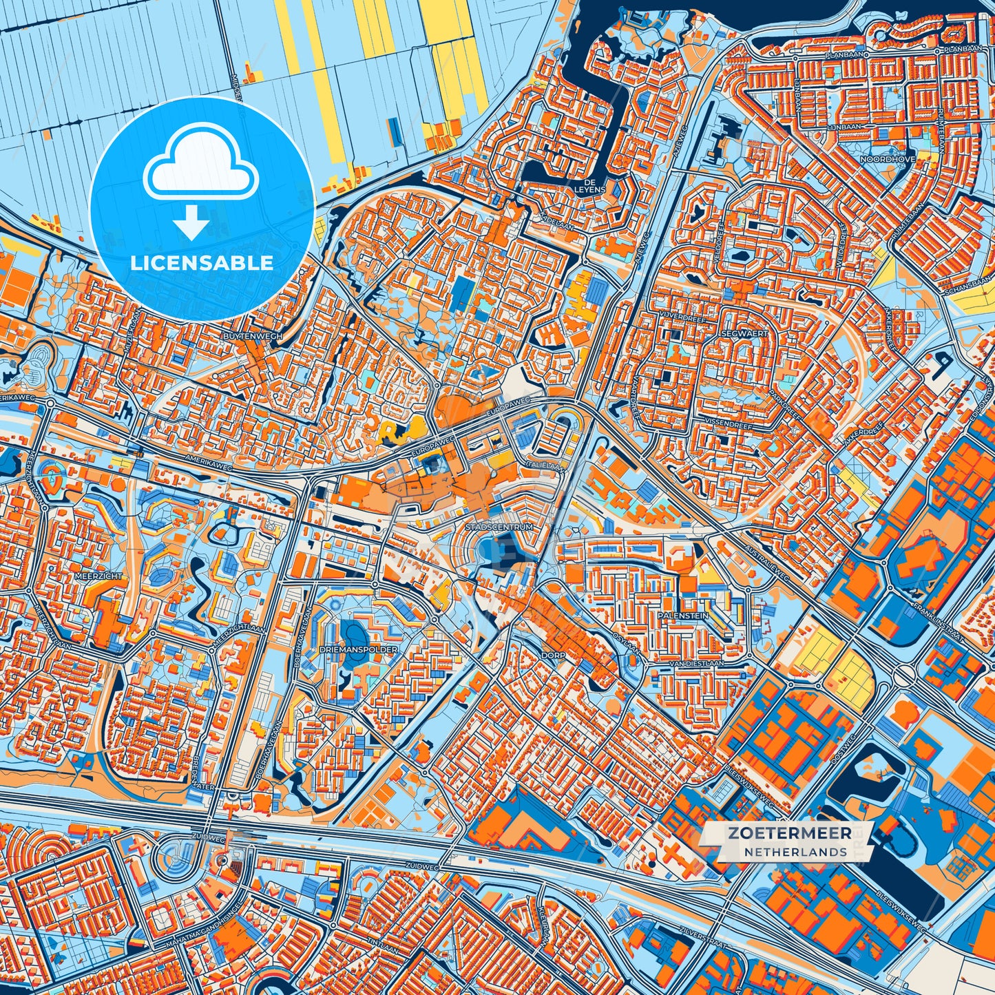 Canvas Print Template of Zoetermeer Street Map