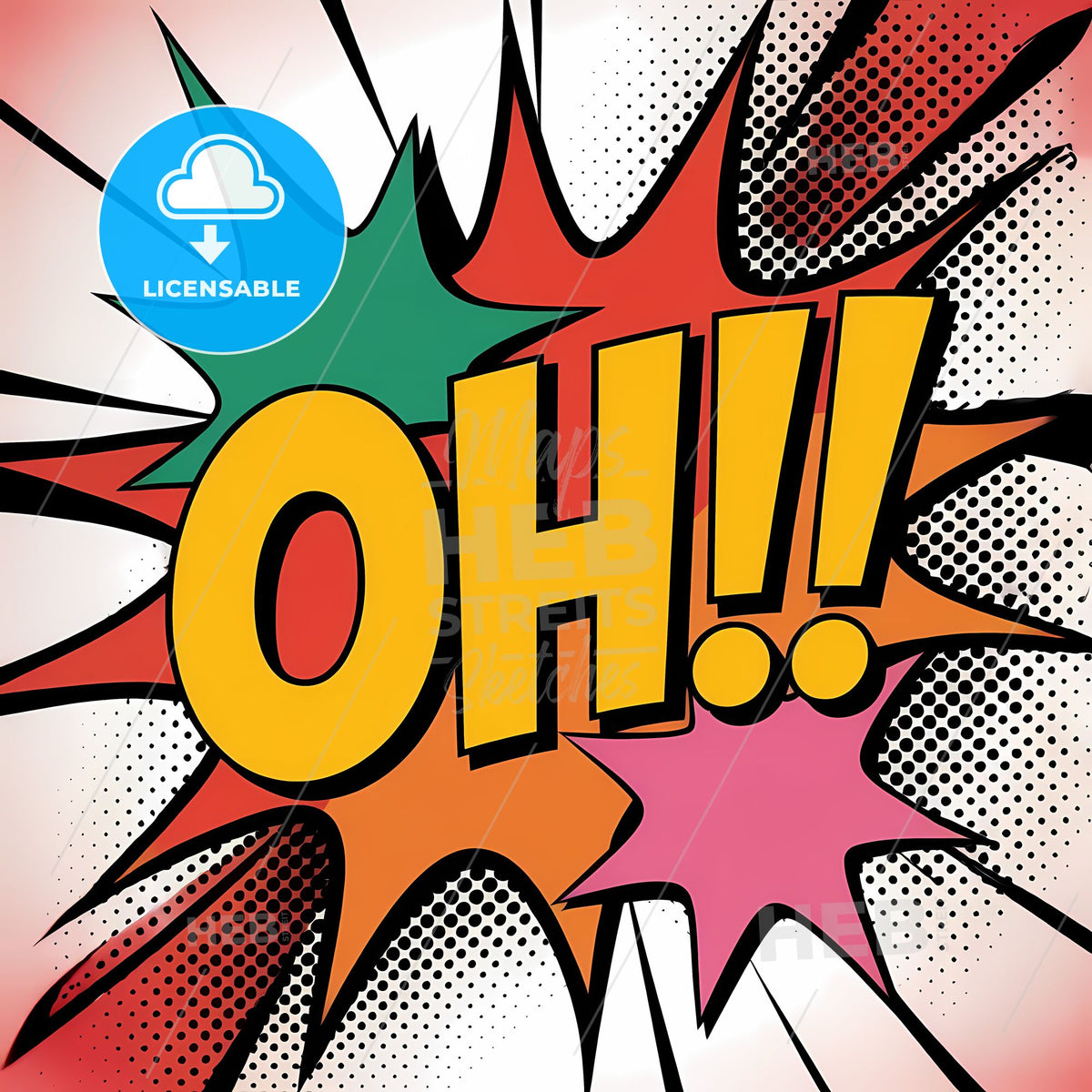 Comic Burst: Vibrant OH!! Explosion with Colorful Stars