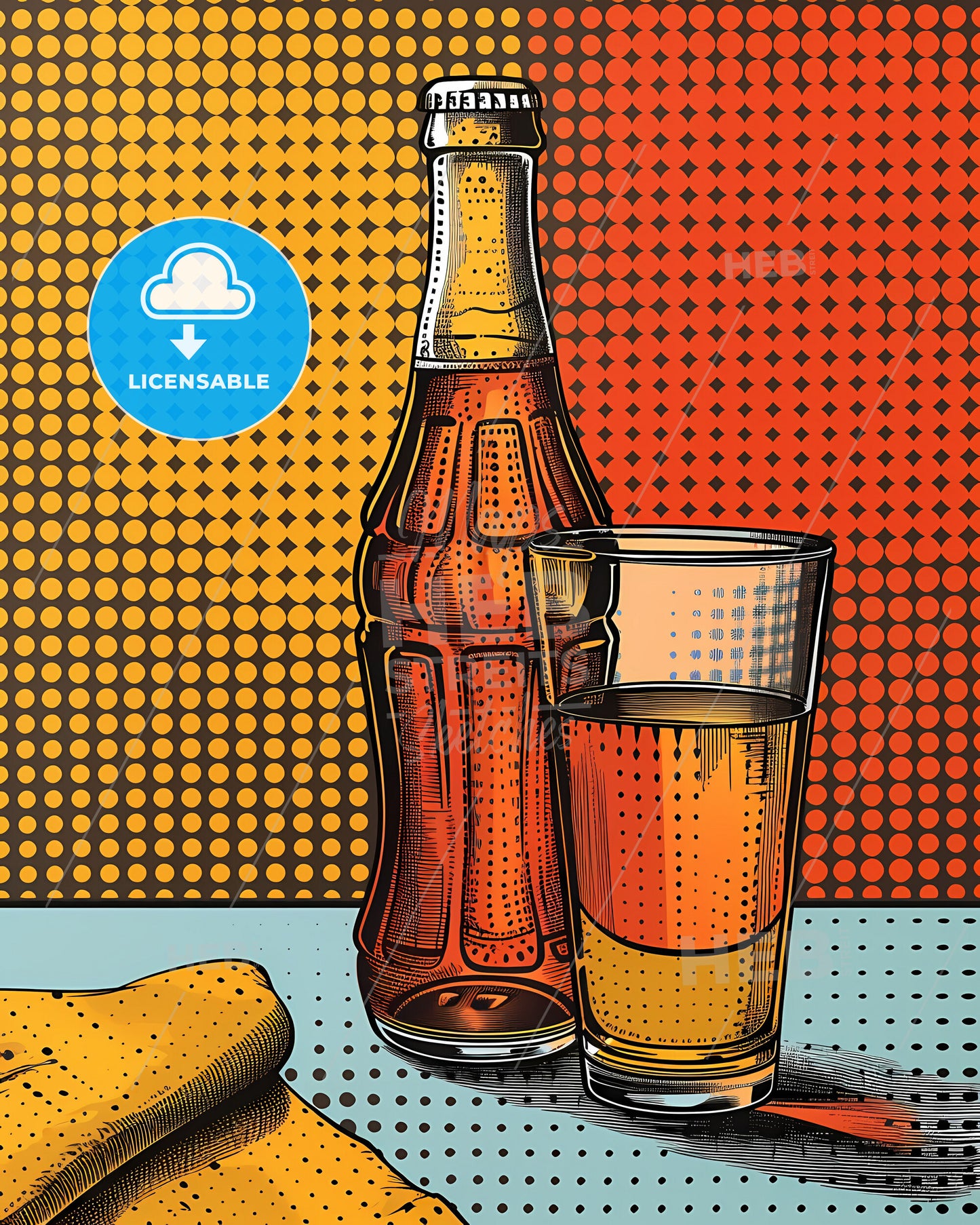 Pop Art Urban Lunch: Dynamic Comic Strip-Inspired Still Life with Vibrant Colors, Bold Lines, and Symbolism