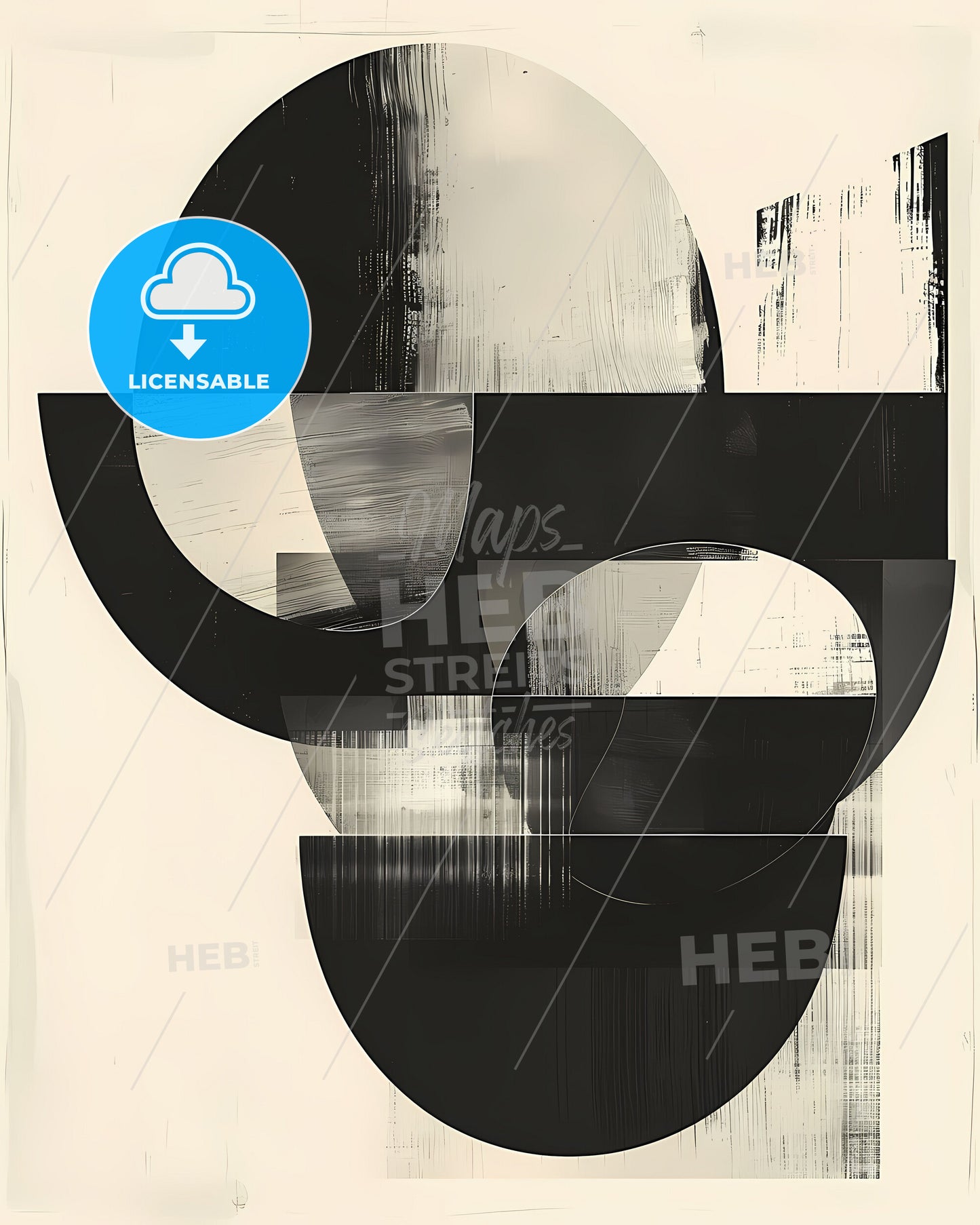 Bauhaus Style Black and White Art Print: Large Shapes, Minimalist Geometric Painting, Modern Decor