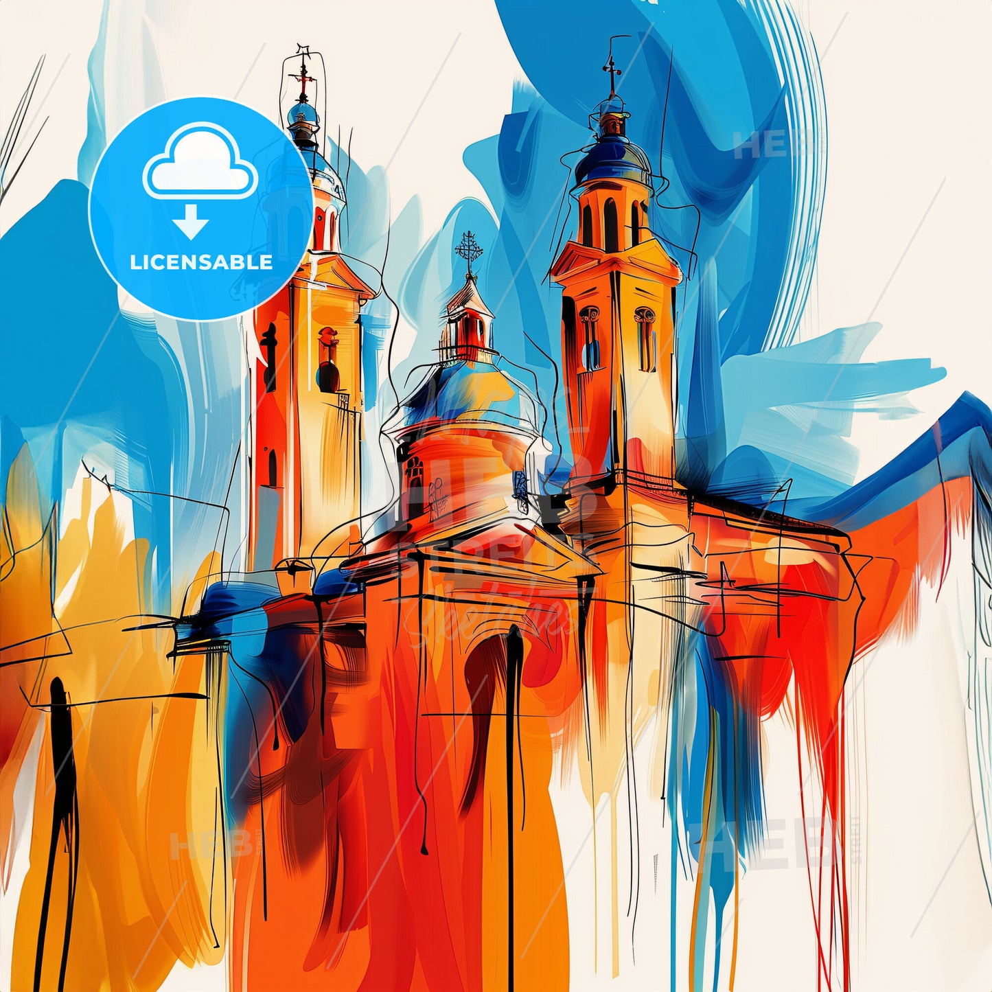 Vibrant Cordoba, Argentina - A Painting Of A Building With Towers