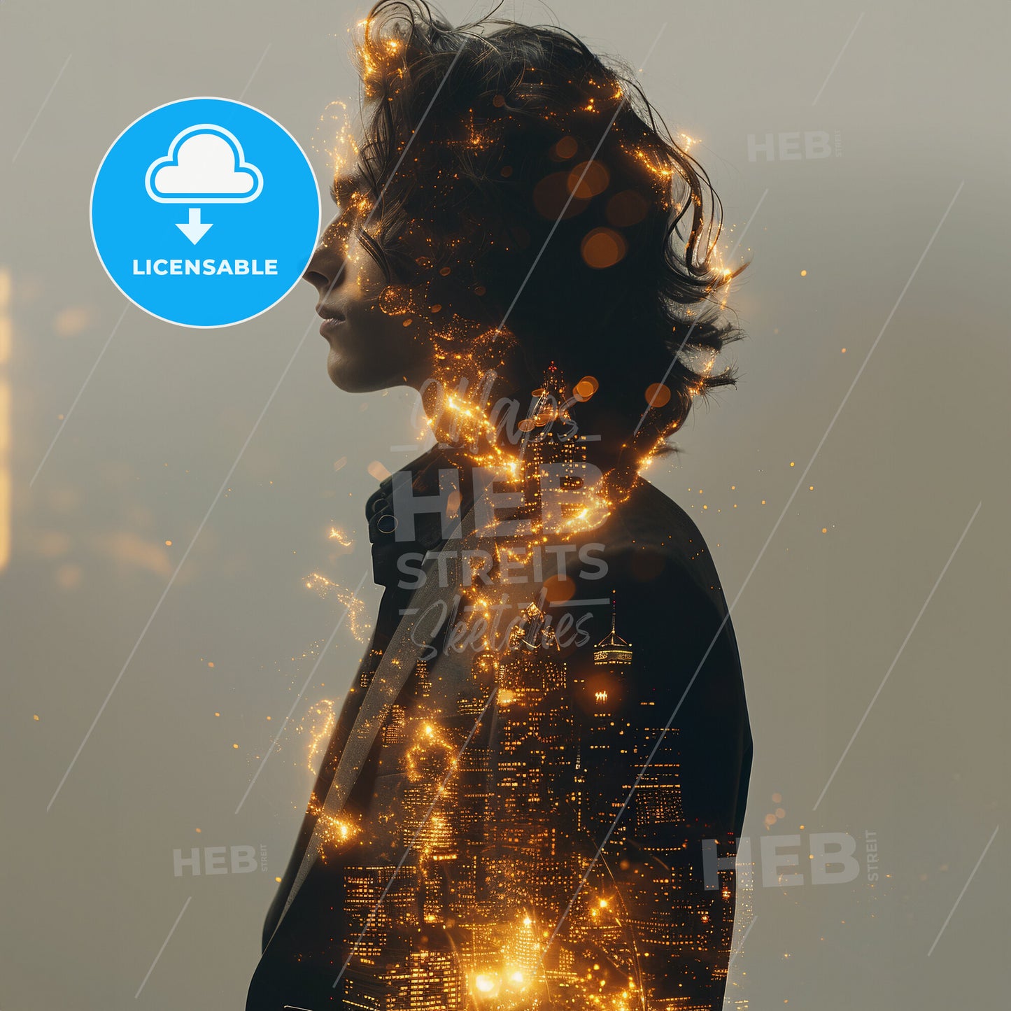 Corporate Elegance: The Anatomy of Success - A man with long hair and a city in the background