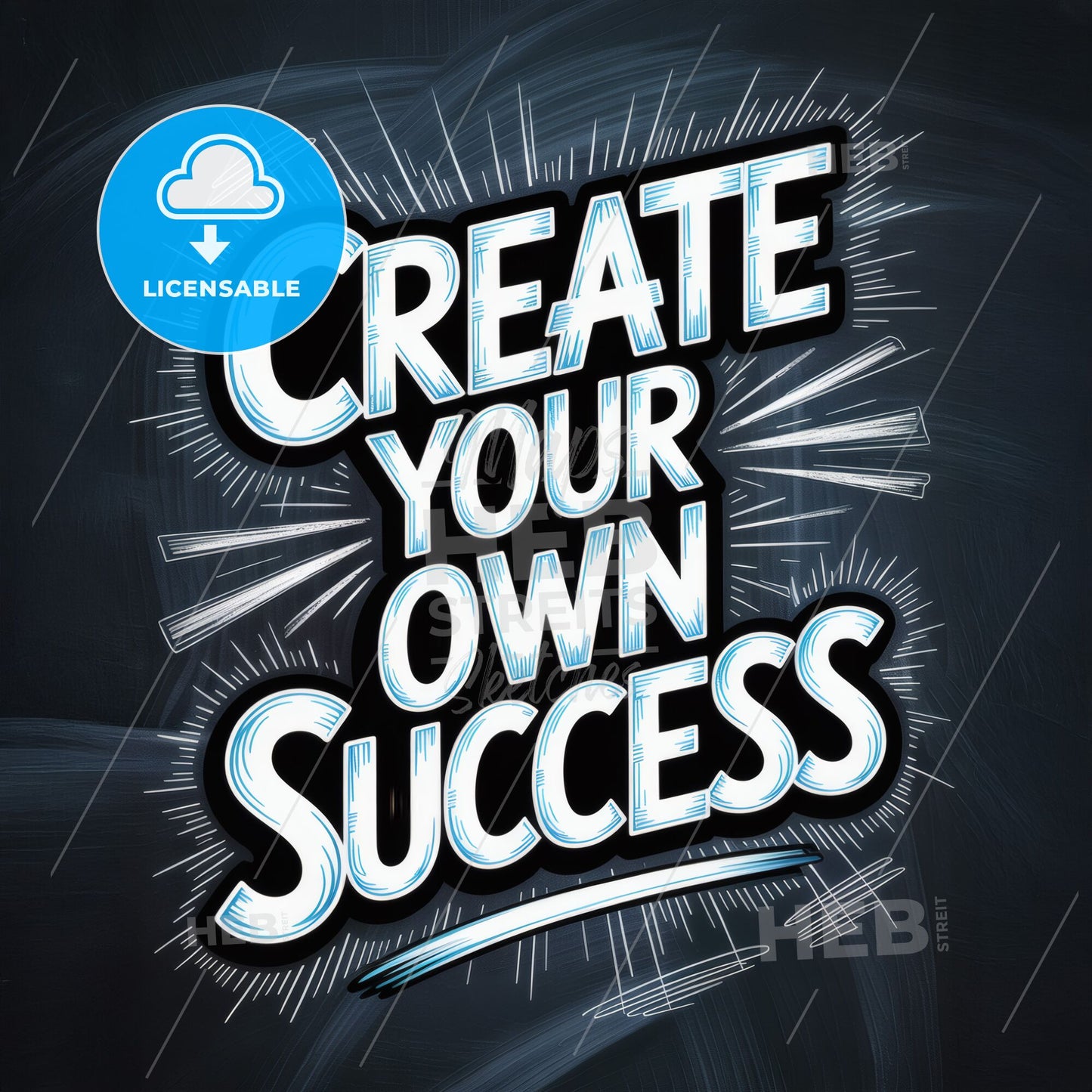 Create Your Own Success: Inspirational Typography on a Dark Background for Motivation and Empowerment.