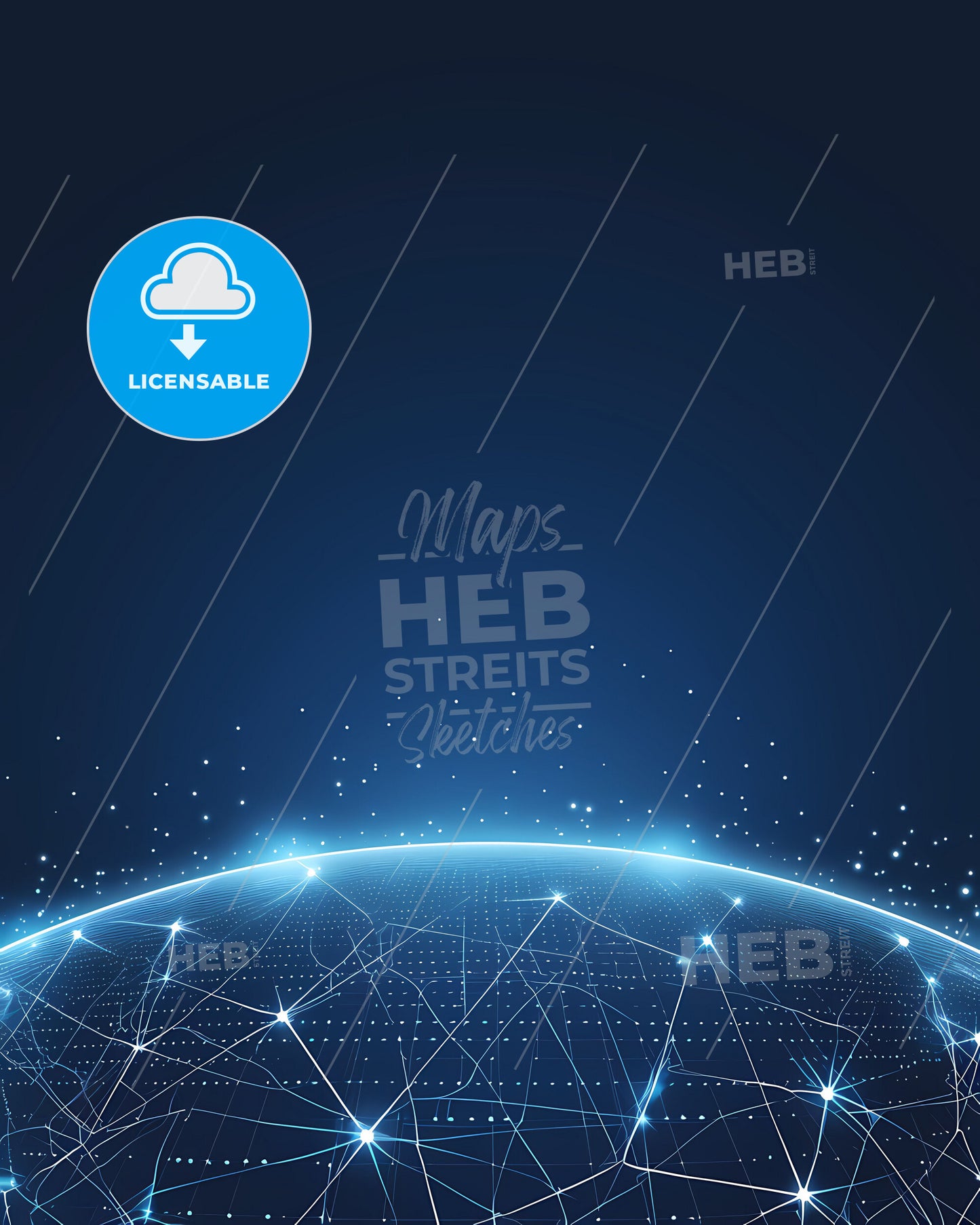 Blue Glowing Globe Data Connection Abstract Painting Art Decor Dots Lines Big Storage