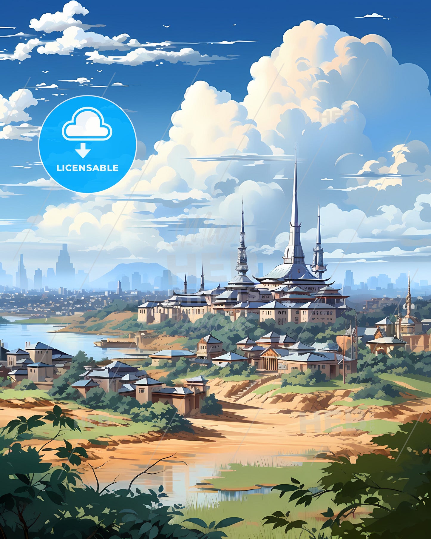 Colorful Cityscape of Cuiaba, Brazil with Impressive Skyline, Buildings, and River