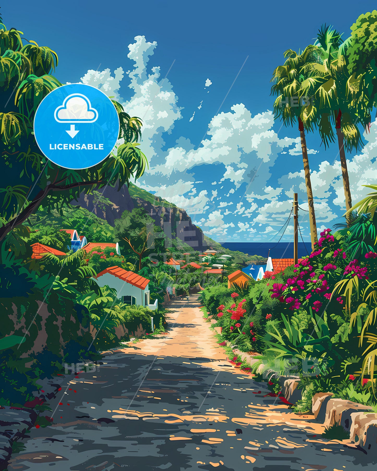 Caribbean Artistic Roadside View - Curacao Colorful Artwork