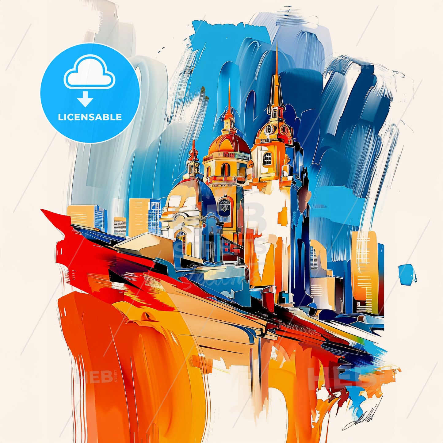 Vibrant Daegu, South Korea - A Painting Of A City