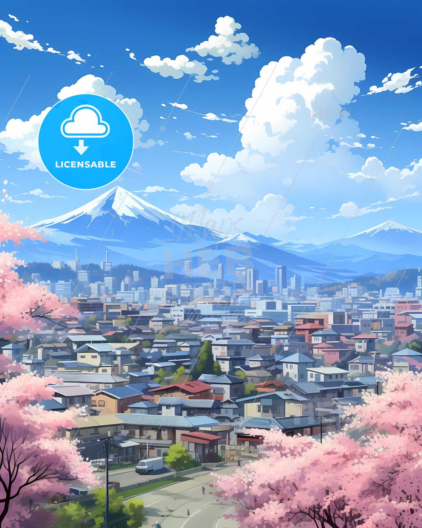 Daejeon Skyline at Cherry Blossom Season: A Blossoming City in Vibrant Hues