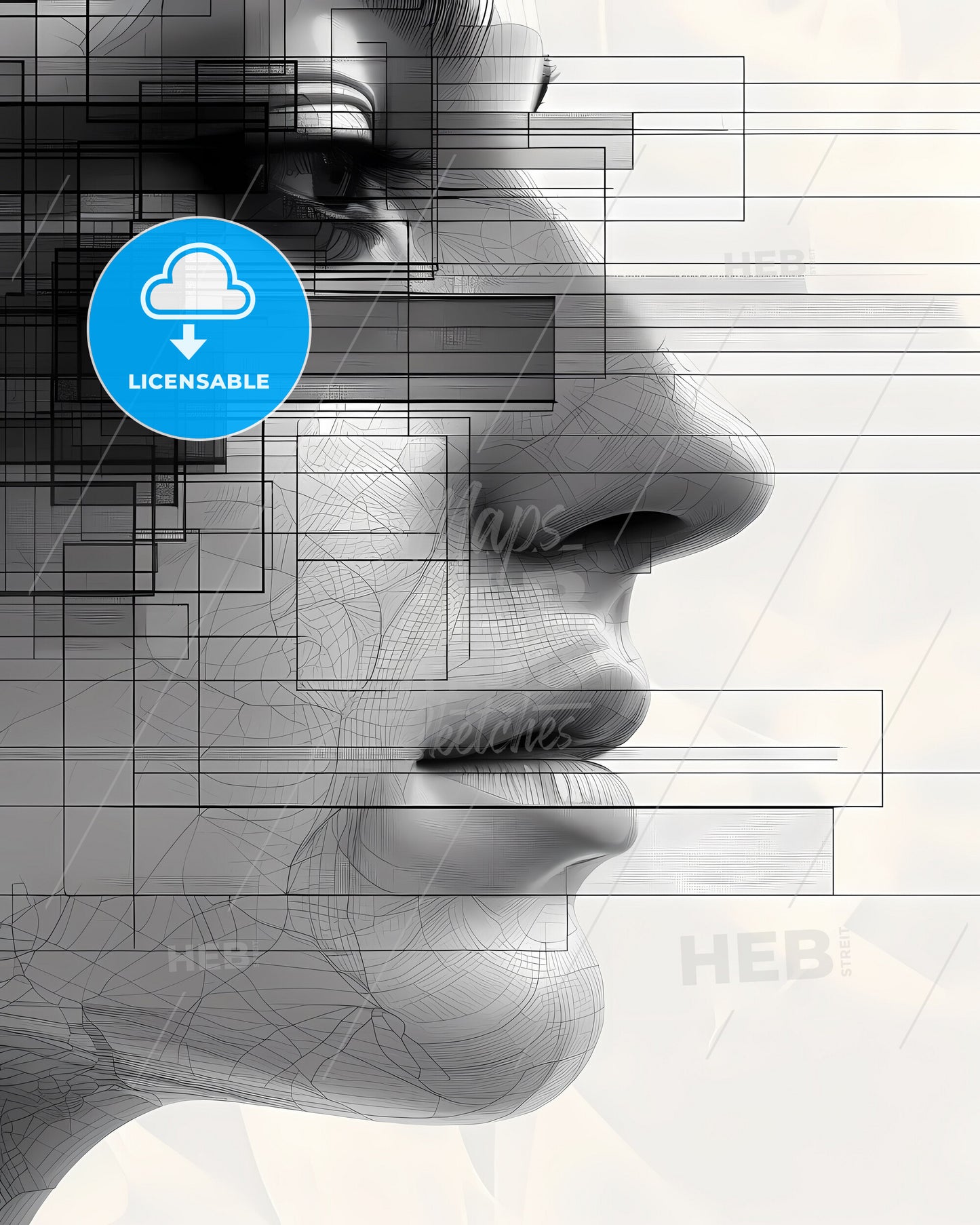 Vibrant Minimalist Line Drawing: Fractal Split Effect in High Fashion Style, Showcasing Artistic Brilliance