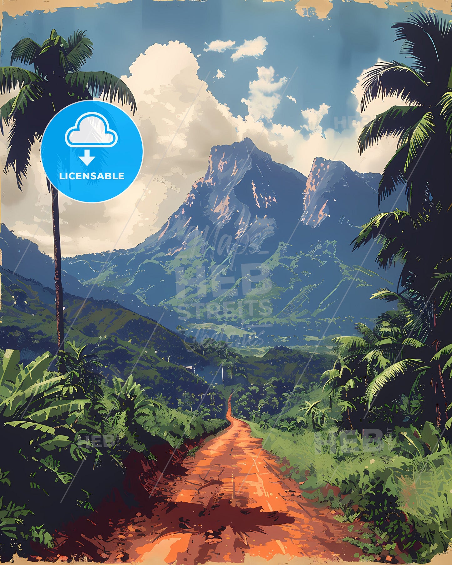 Road Through Lush Jungle, Democratic Republic of the Congo, African Art