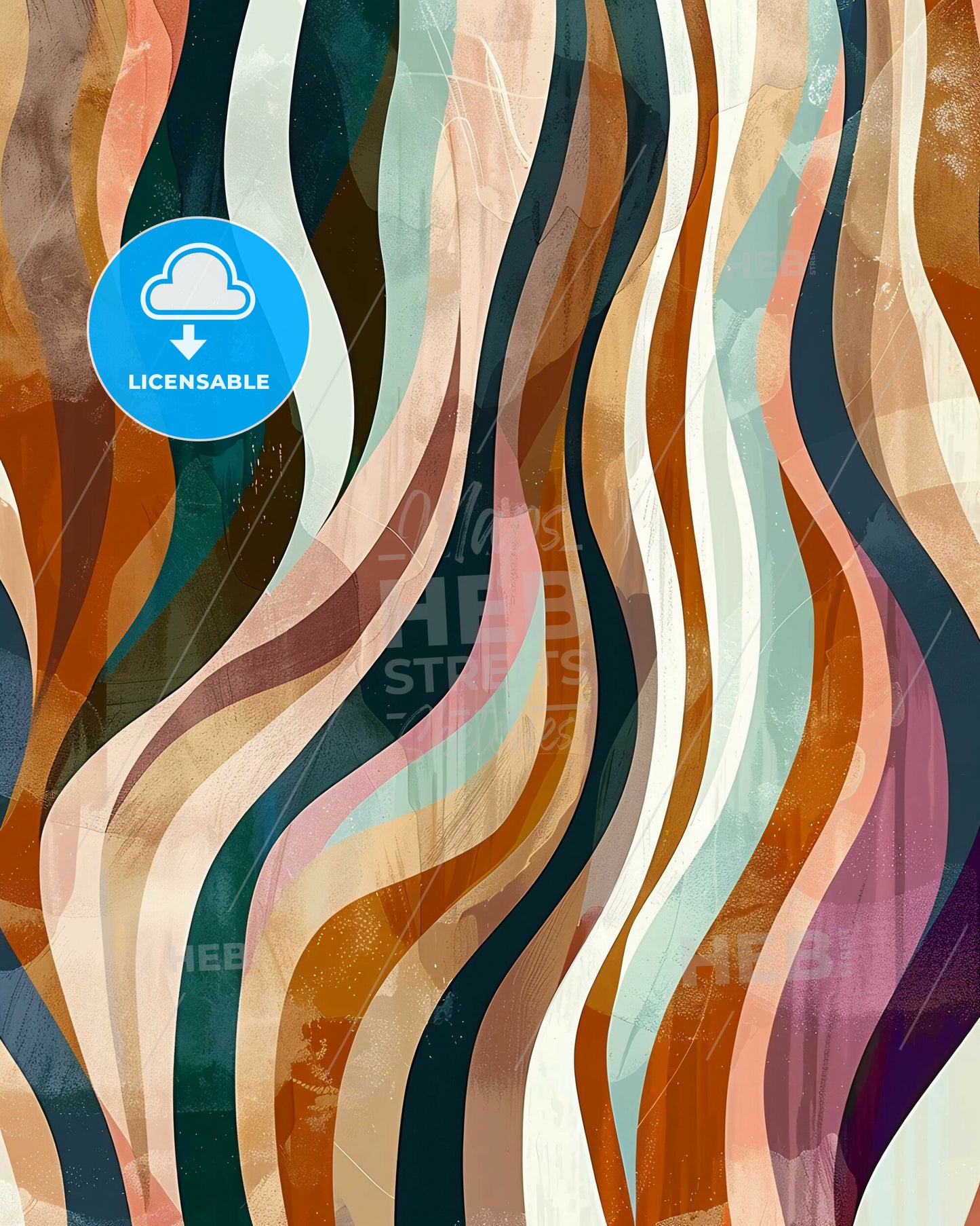 Desert Landscape in Minimalist Lines - A colorful pattern with wavy lines