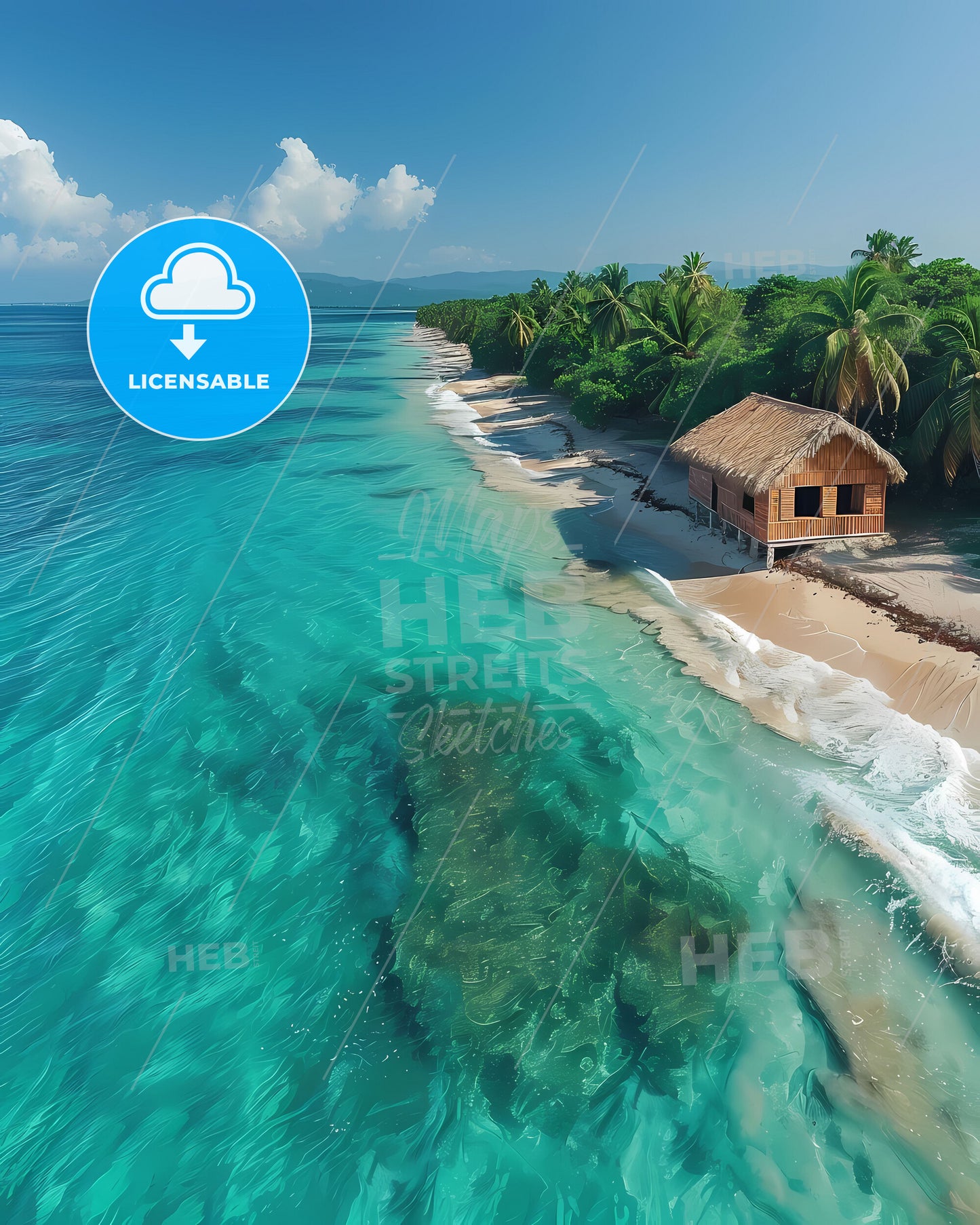 Art Painting Dominican Republic North America Beach Hut Caribbean Colorful Artwork