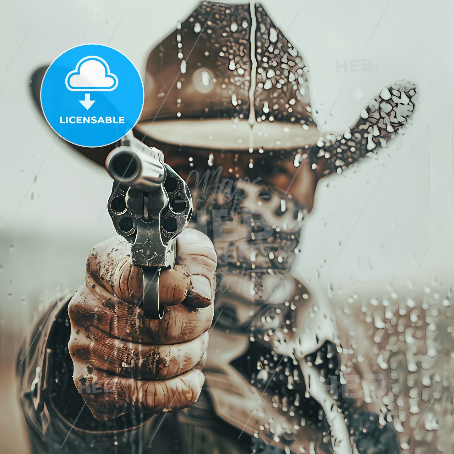 Atmospheric Perspective Cowboy Bandana Gun Painting Art Digital Brushstrokes Western Historical