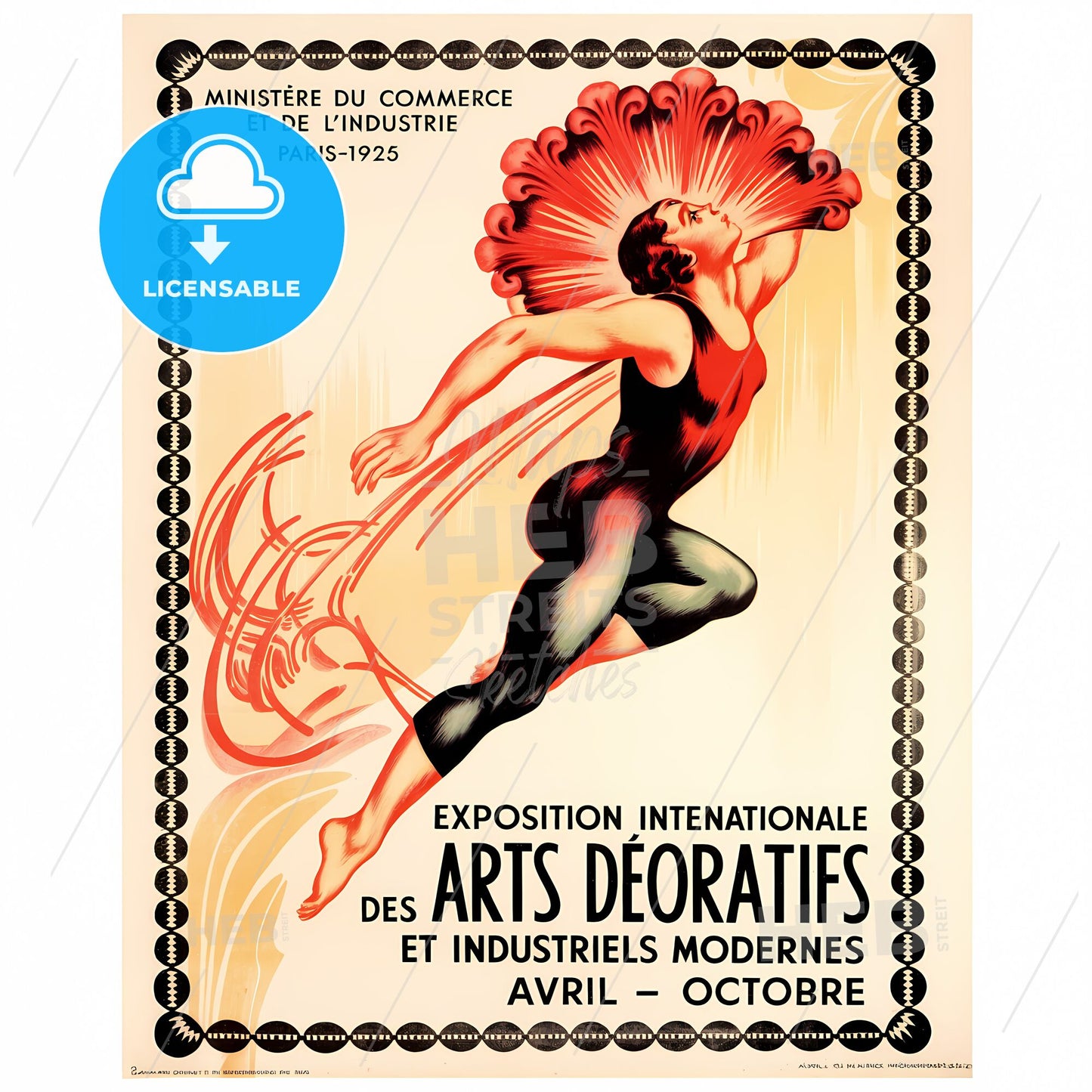 Dynamic Art Deco Masterpiece: 1925 Paris International Decorative Arts Exhibition