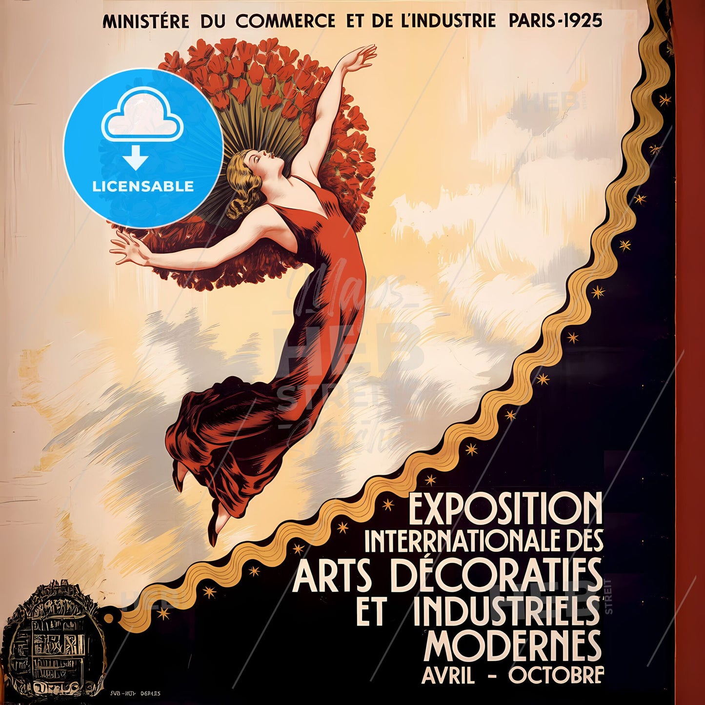 Dynamic Art Deco Exhibition Poster: Paris 1925 - Elegance in Motion