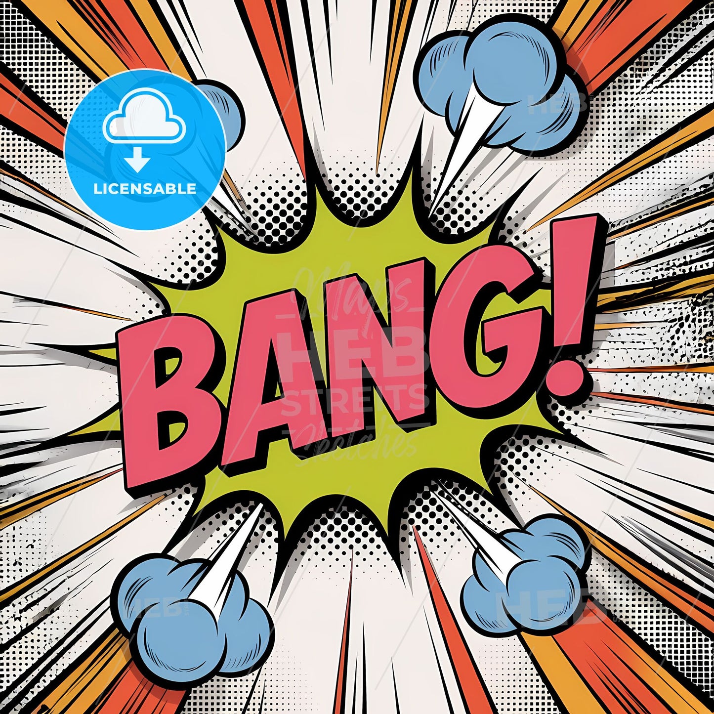 Dynamic Comic Blast: Vibrant BANG! Explosion Art Print