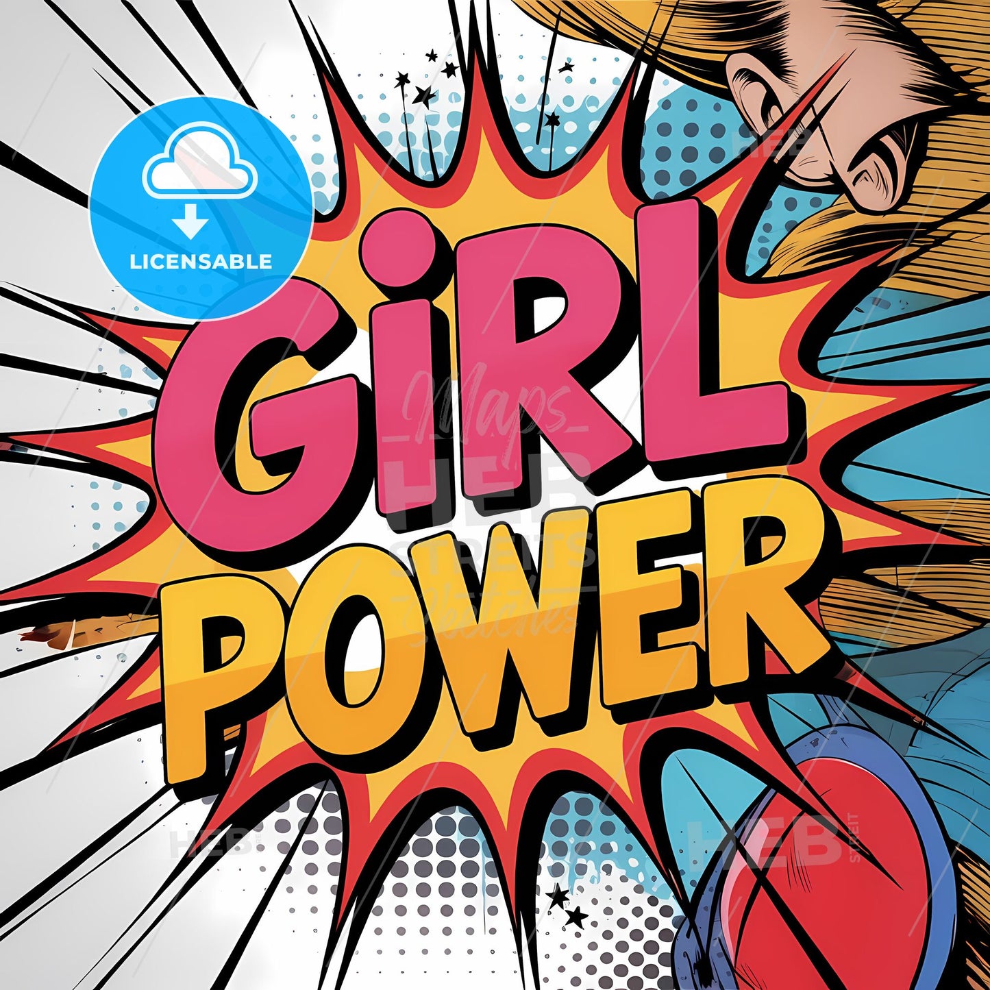 Dynamic Comic Burst: Celebrate Girl Power in Vibrant Colors!