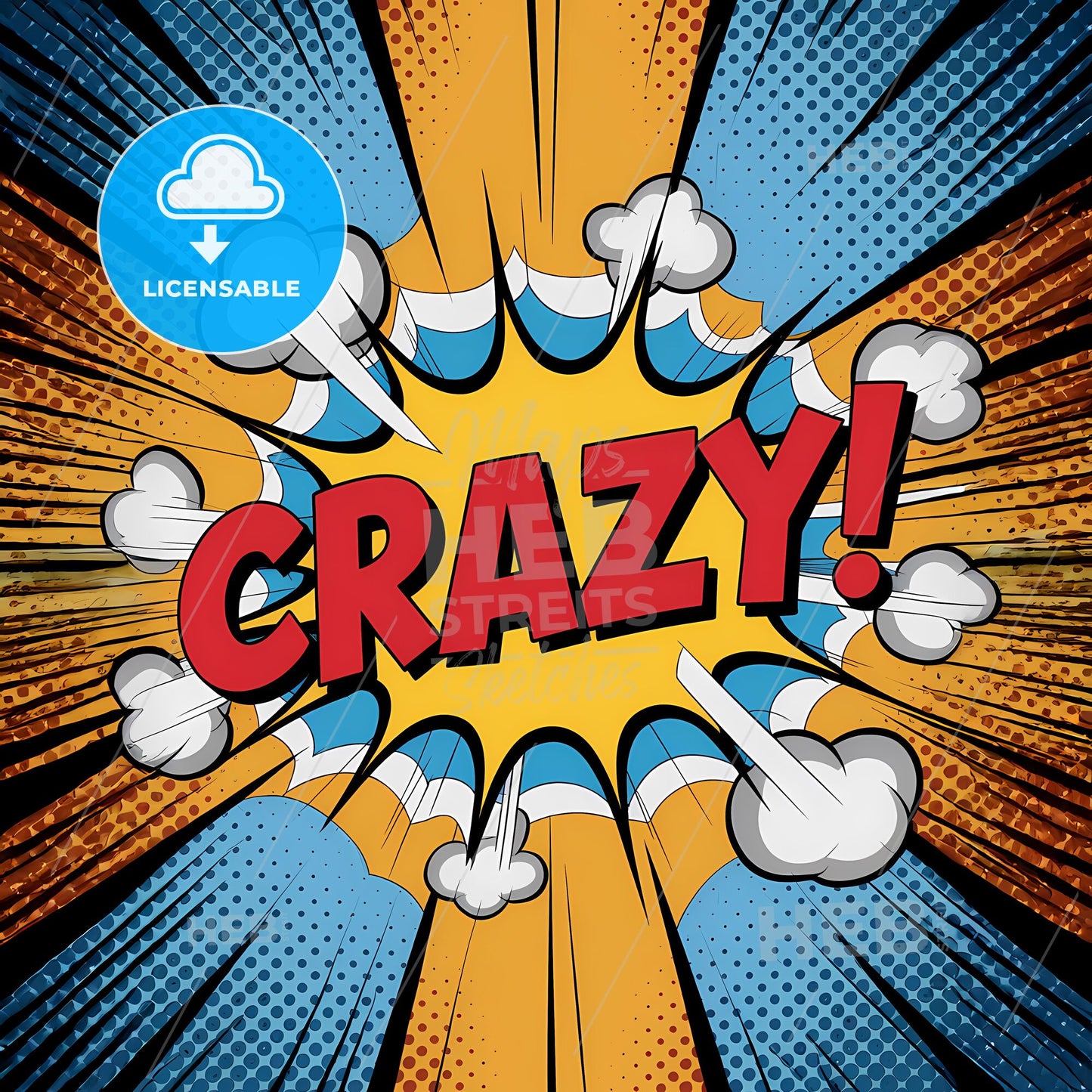 Dynamic Comic Burst: Bold 'Crazy!' Explosion in Vibrant Colors
