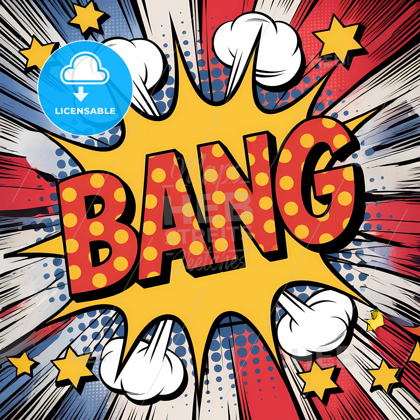 Dynamic Comic Burst: Bold BANG! Explosion with Stars & Dots
