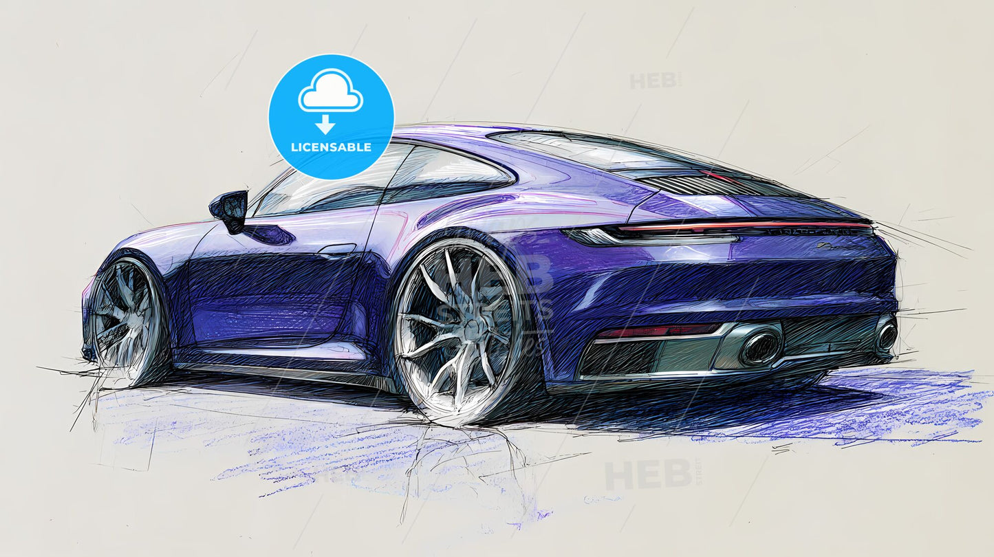 Dynamic Elegance: A Striking Pencil Sketch of a Futuristic Sports Car