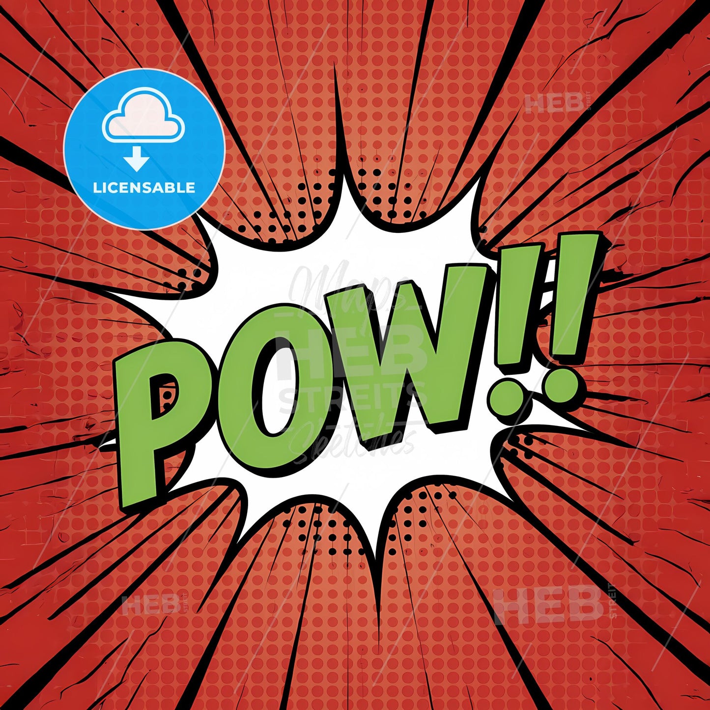 Dynamic POW! Burst: Bold Comic Explosion in Vivid Red and Green