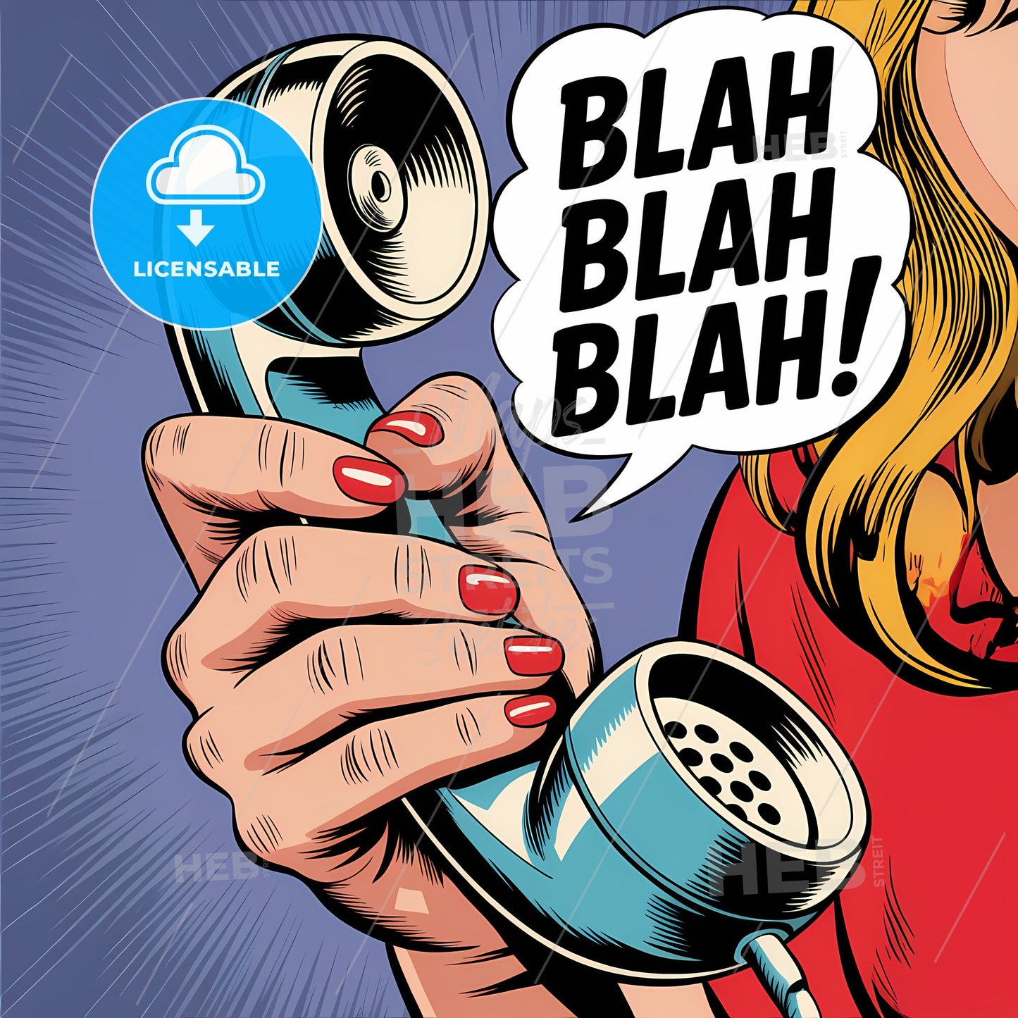 Dynamic Retro Vibes: Hand-Held Whimsy with Blue Vintage Telephone