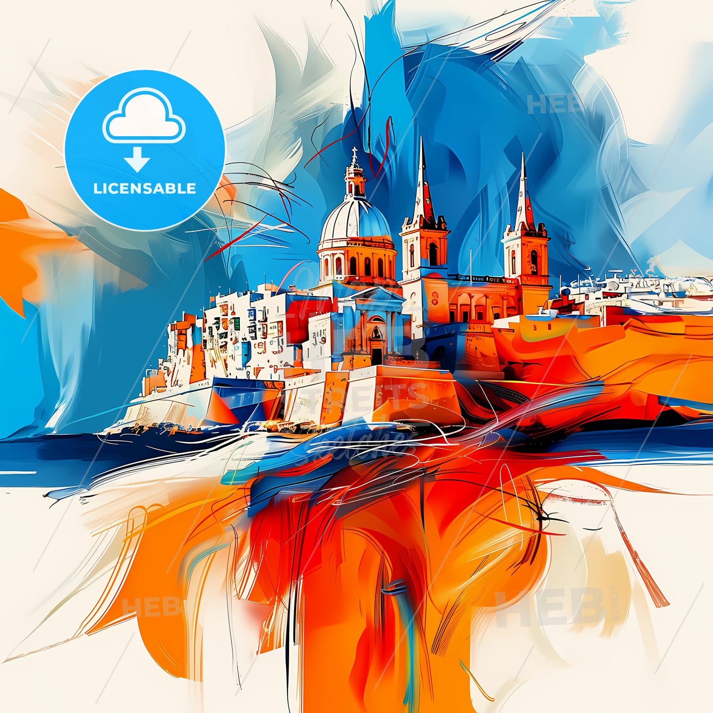 Vibrant Żebbuġ, Malta - A Colorful Painting Of A Building