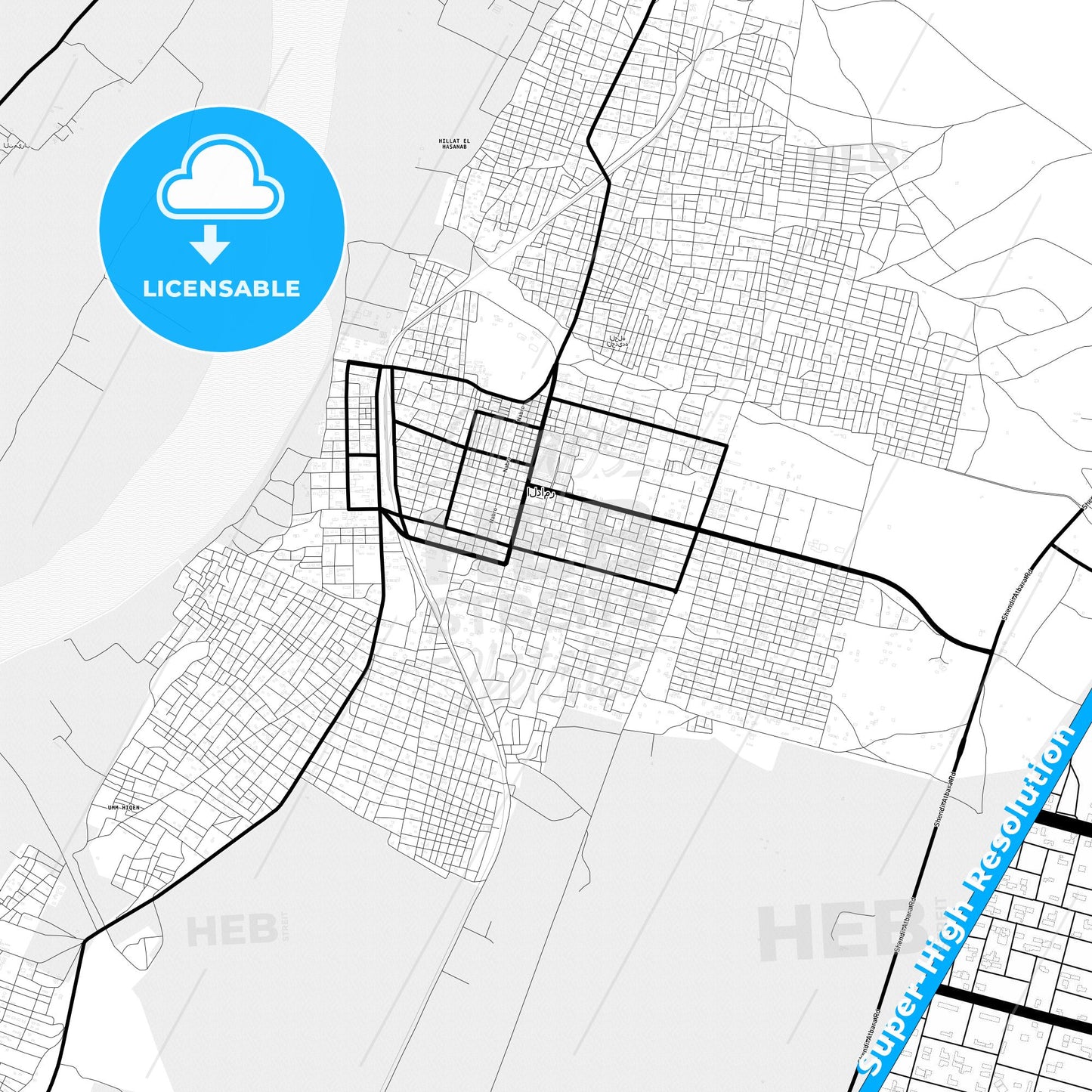 Ed Damer, Sudan Light Map with Street Names, City Names, and Districts